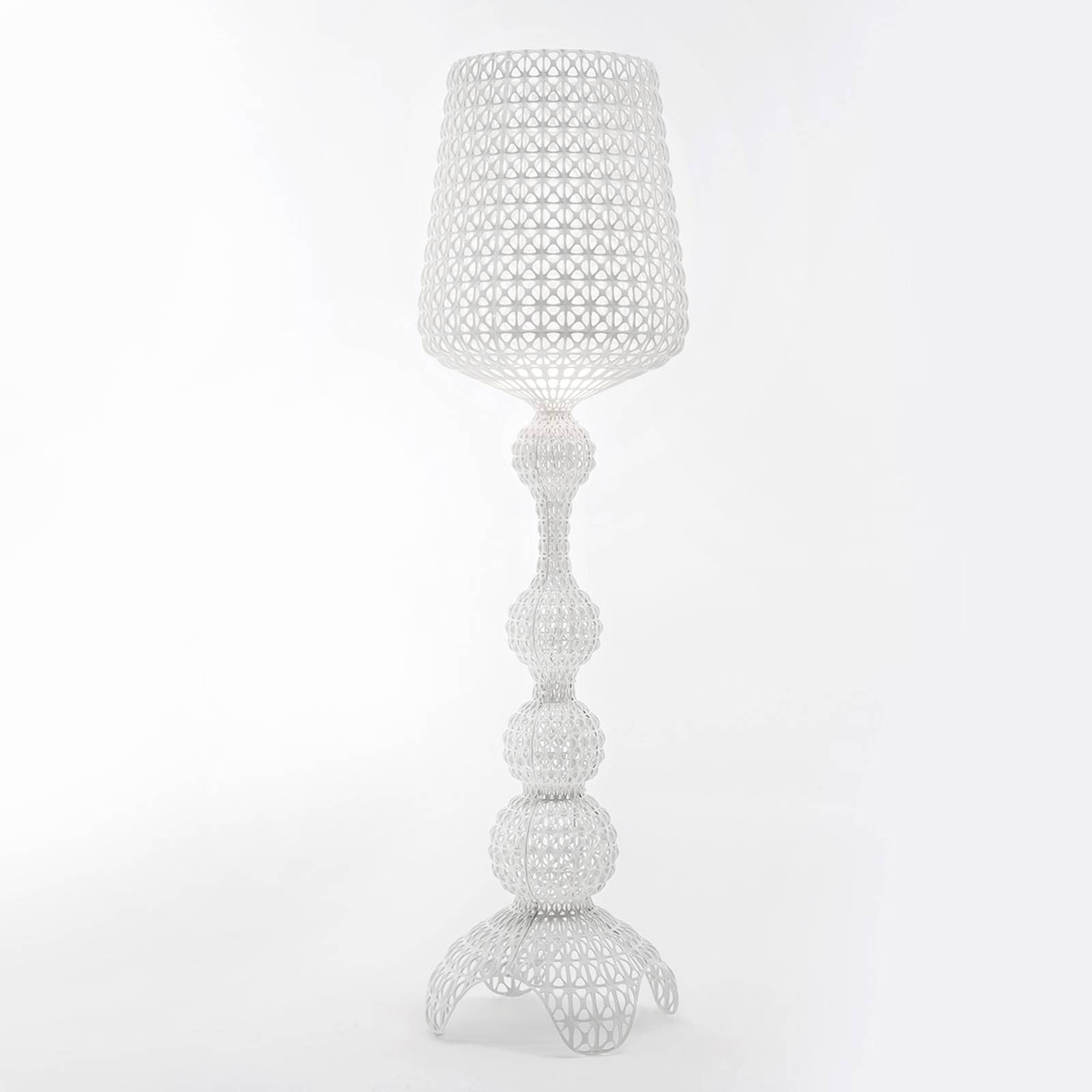 Designerska lampa stojąca LED Kabuki, biała