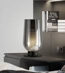 Lámpara de mesa Nora, negro-cromo, altura 33 cm, cristal, metal