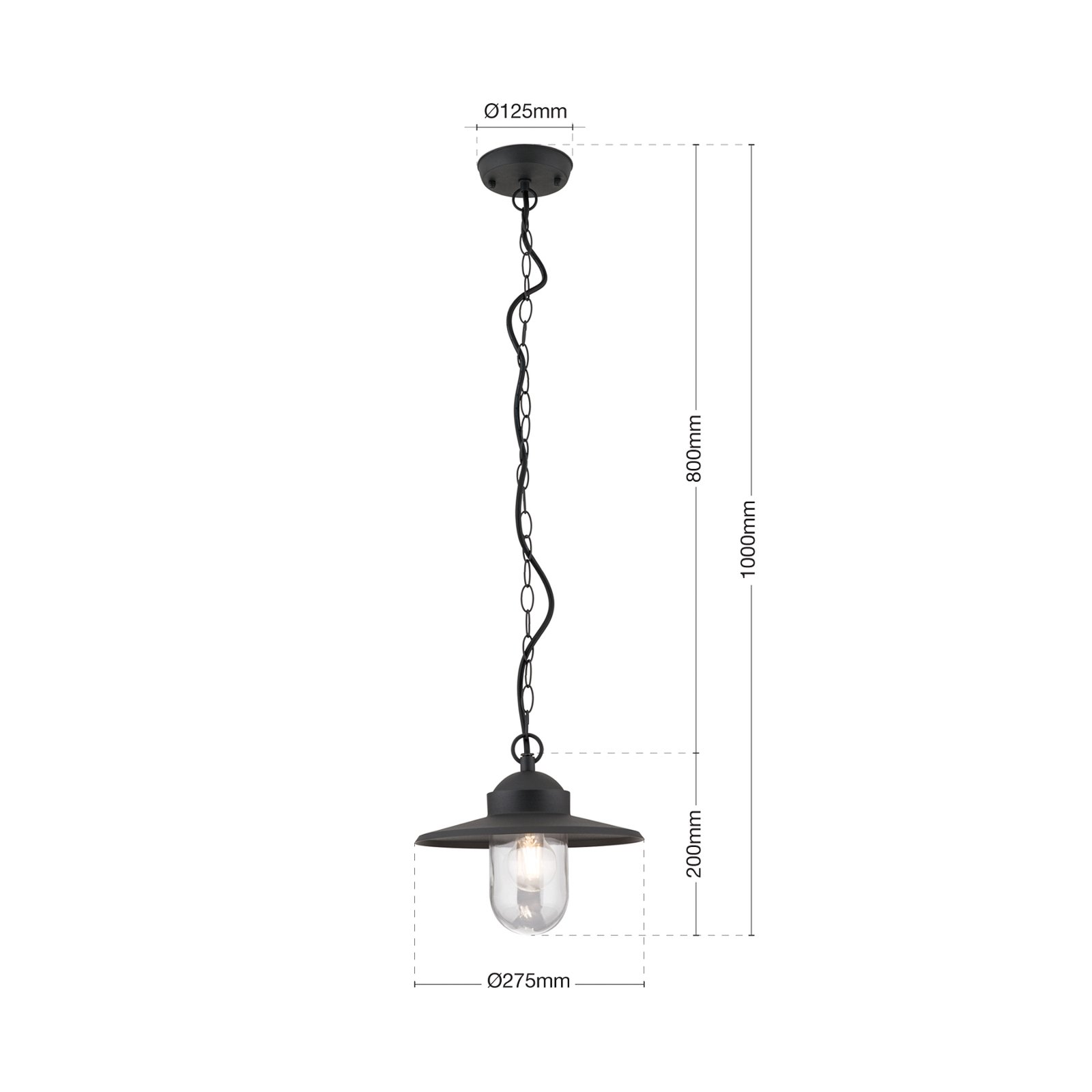 Edward outdoor hanging light, anthracite, Ø 27.5 cm, aluminium