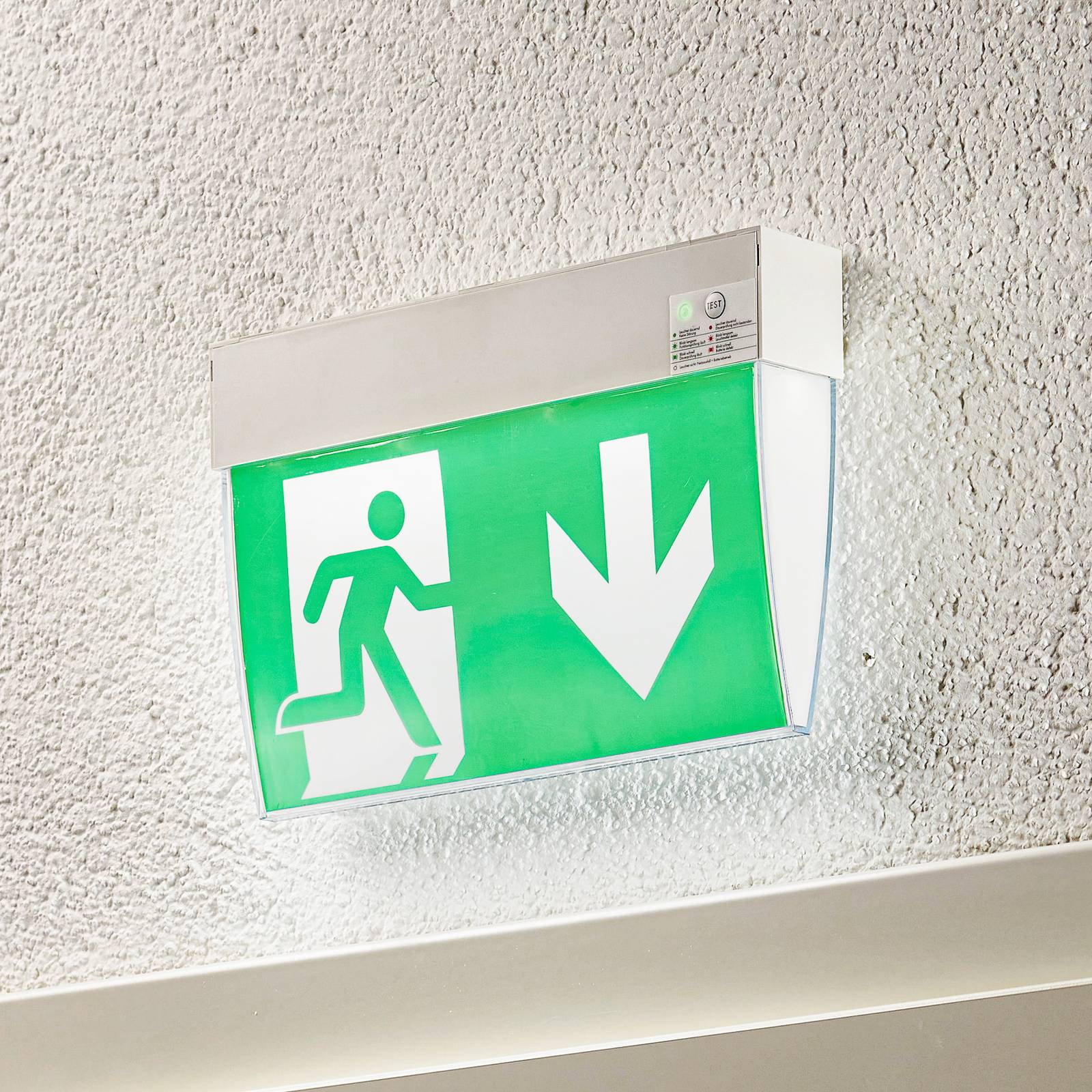 Arcchio Nevian emergency light plexiglass 18.6 cm, plastic, plexiglass, 3 W, W: 28.3 cm, H: 18.6 cm