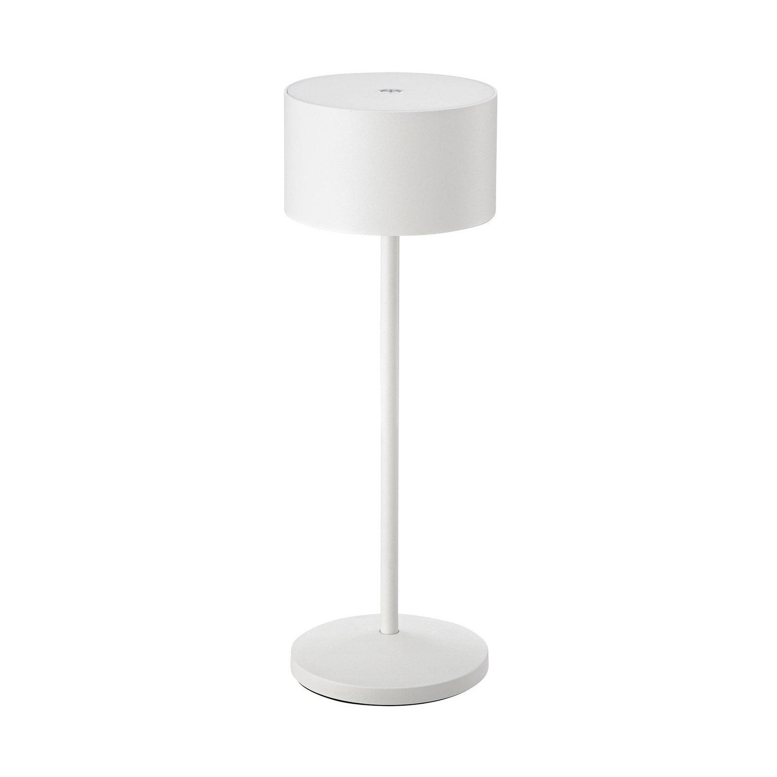 LED-akku-pöytälamppu Veluna, valkoinen, korkeus 25 cm, IP44, himmennettävä, CCT