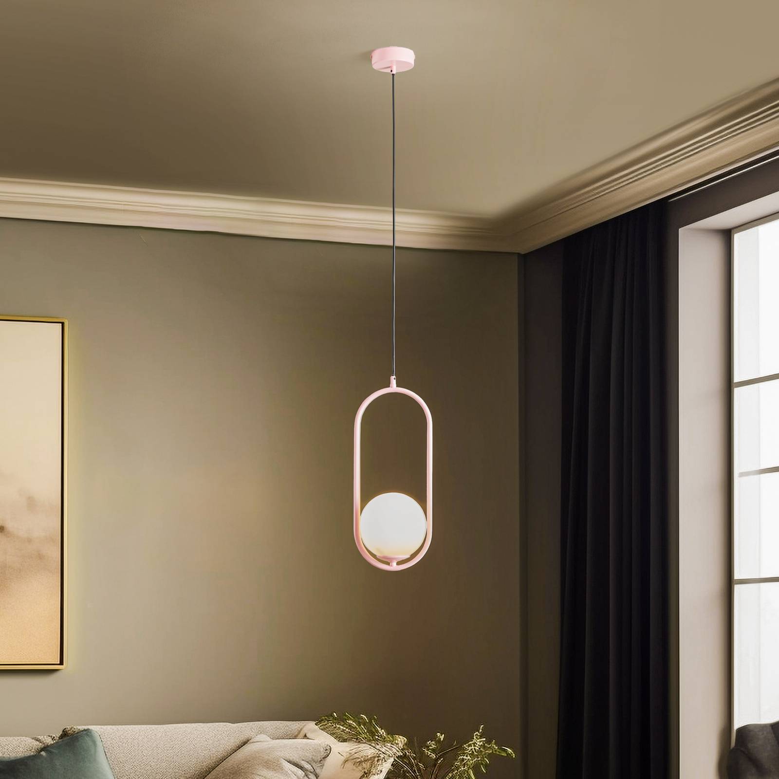 Jupiter Suspension Samba à 1 lampe rose/blanc