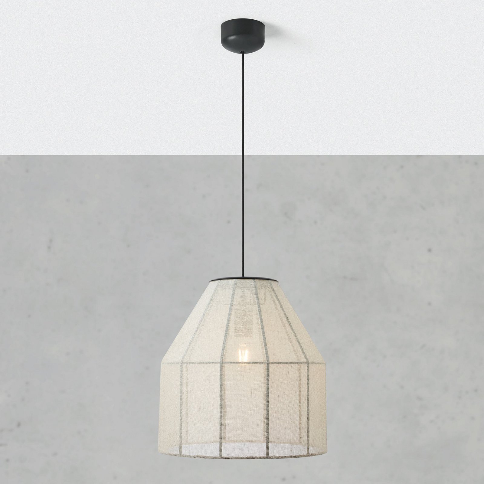 Suspension Aiko, beige/noir, Ø 37 cm, tissu/métal