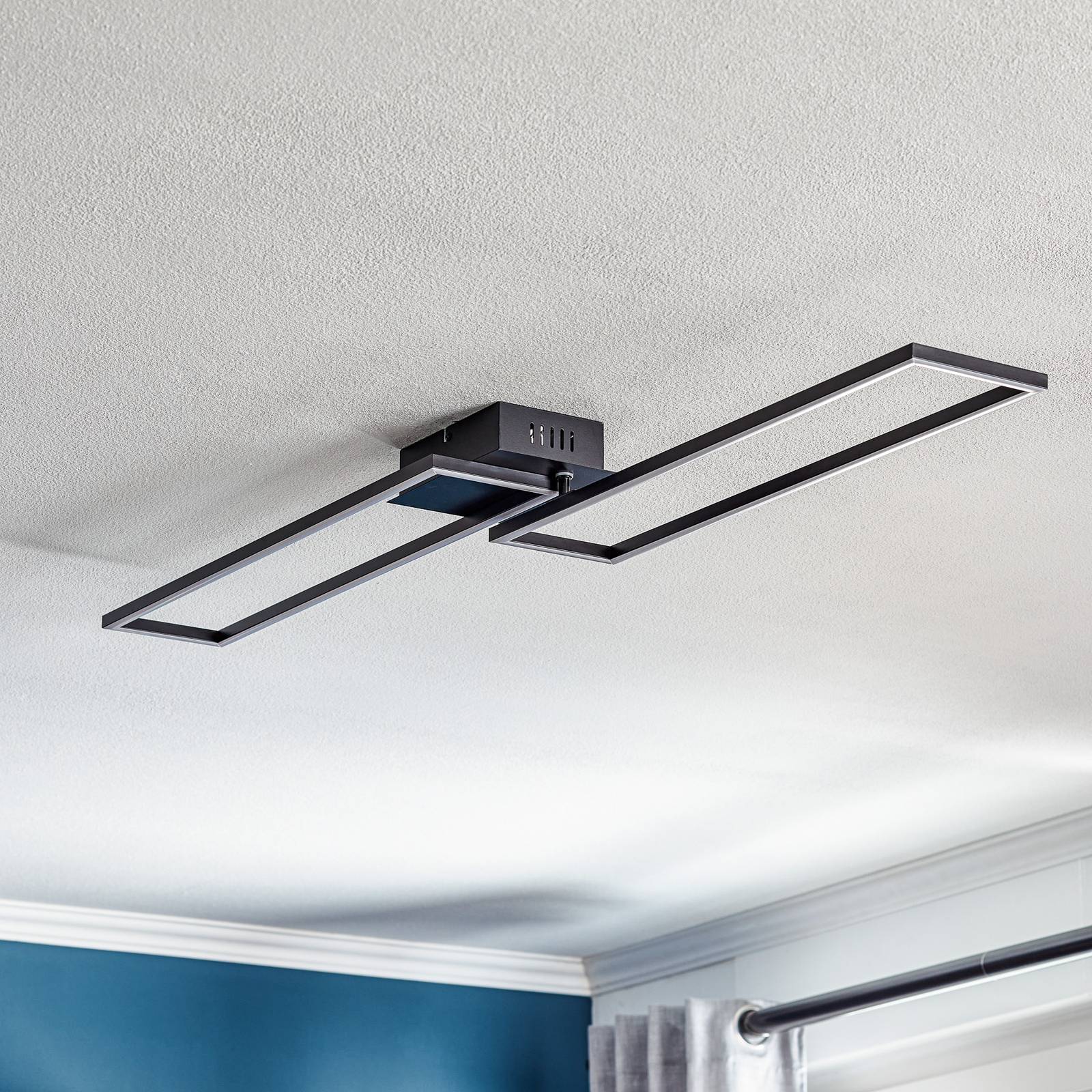 Photos - Chandelier / Lamp Briloner Frame LED ceiling lamp, remote control, black 