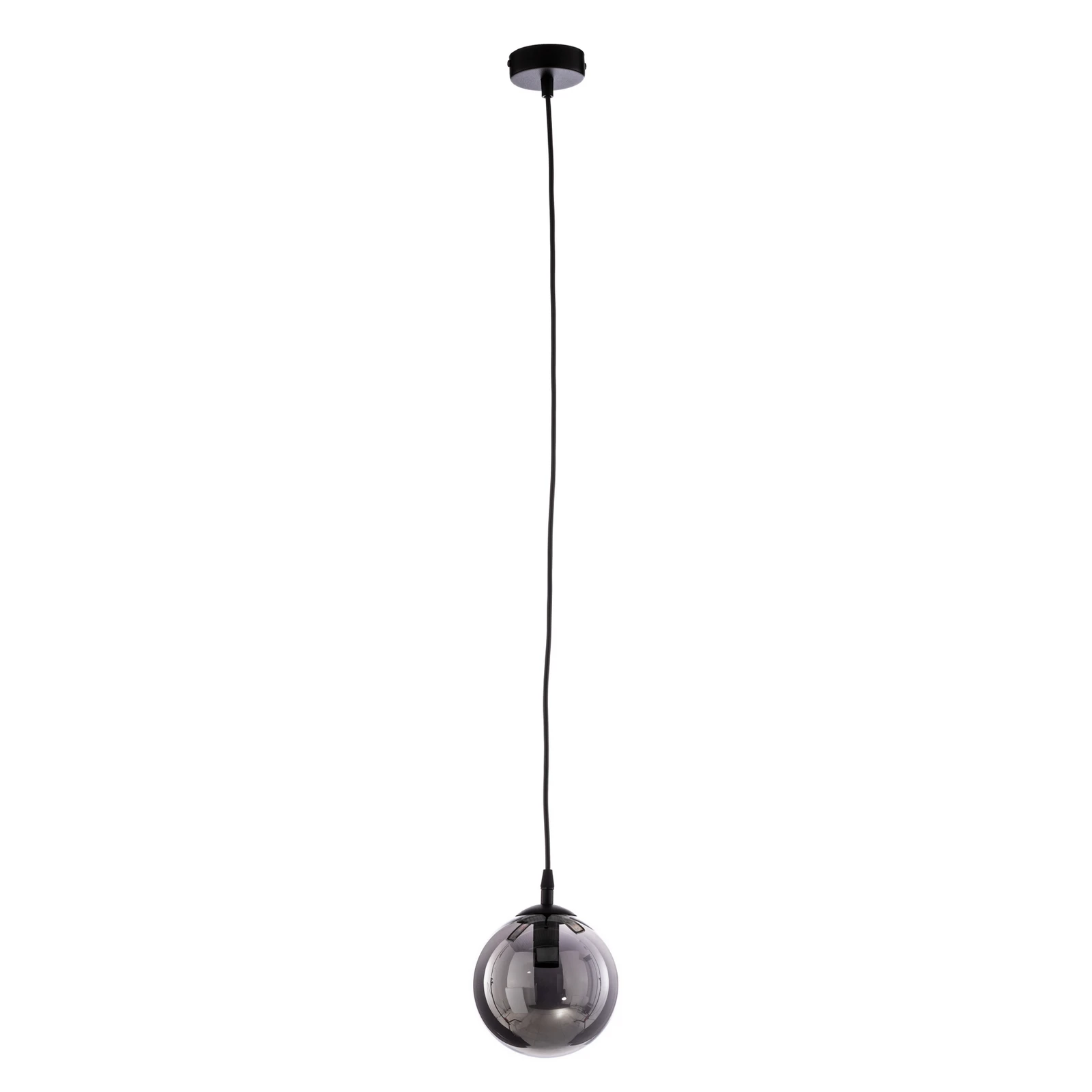 Glassy pendant light, black, graphite, glass, Ø 14 cm, E14