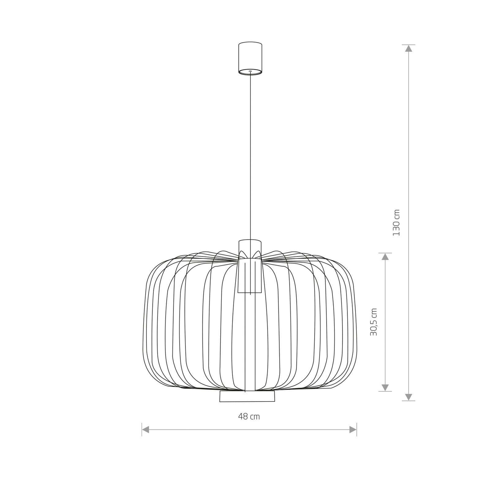 Euluna Lampă suspendată Allan cu abajur cu tije din oțel - Camera de zi / sufragerie - negru - Metal