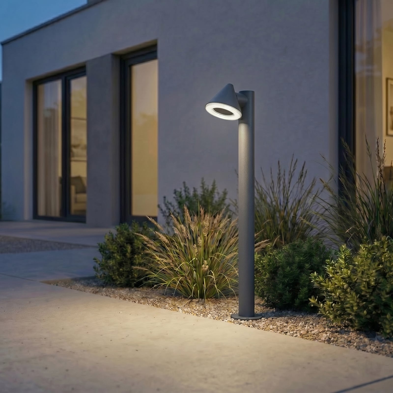 Soran LED ösvény világítás, fém, magasság 100 cm, fekete, IP44 – Lindby