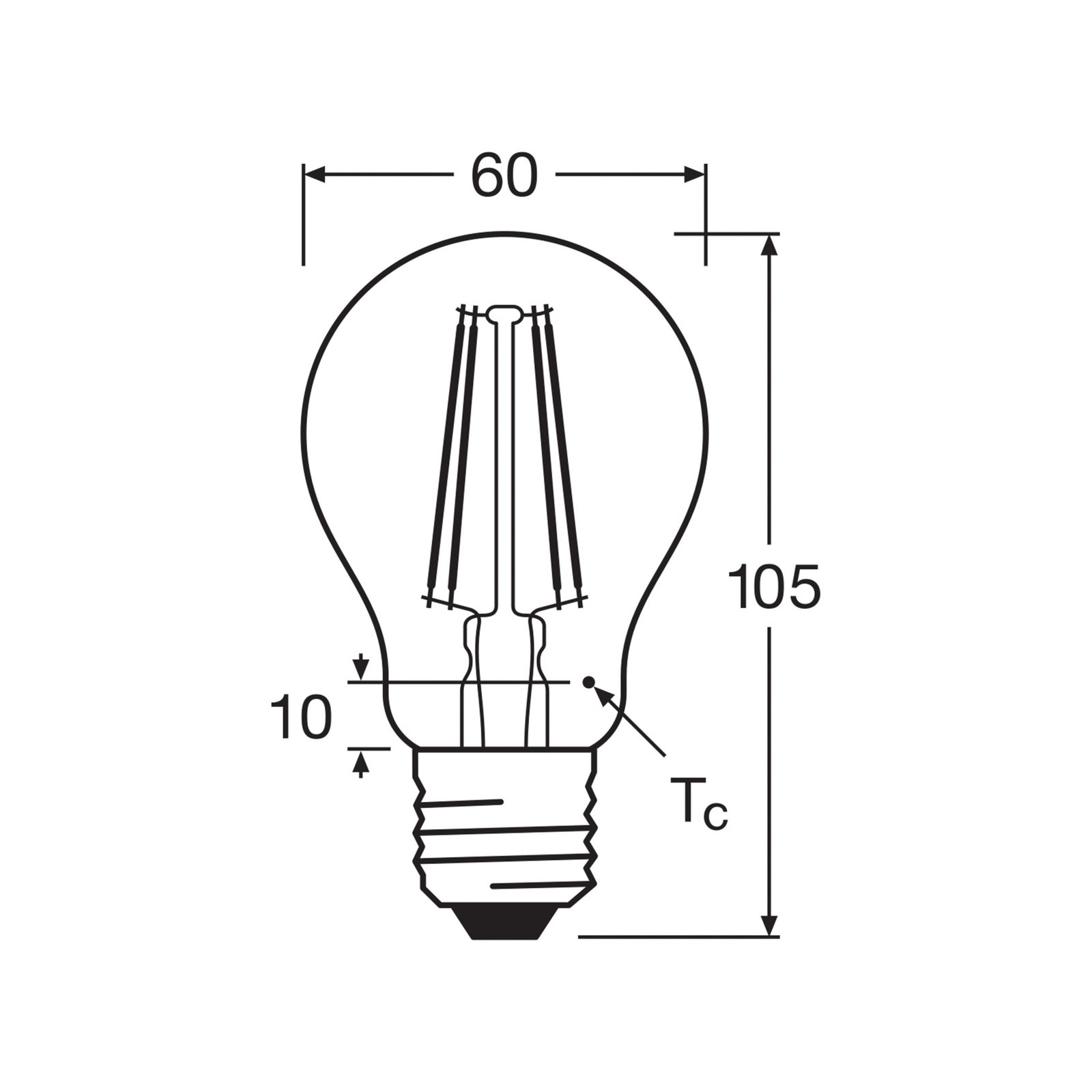 OSRAM LED-Leuchtmittel Birne Filament E27 6,5W 827 4er-Pack