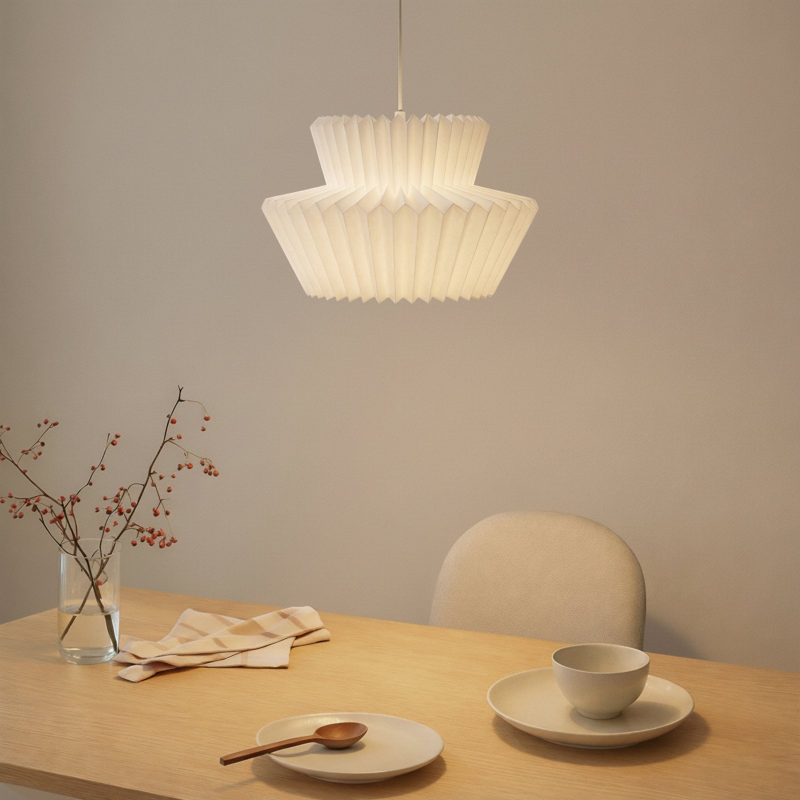 Lindby pendel Magali, hvid, papir, Ø 45 cm, E27