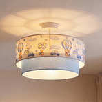 Boho-plafondlamp voor kinderen, lichtblauw/bonte kleuren, Ø 40 cm, textiel, E27