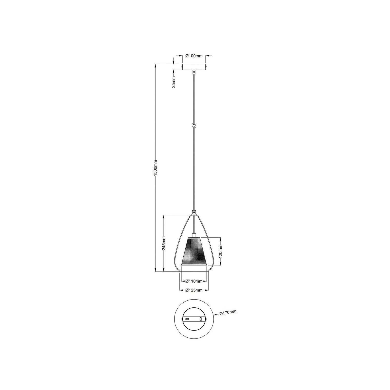 Nino Lighting Suspension Vera avec abat-jour fil verre fumé