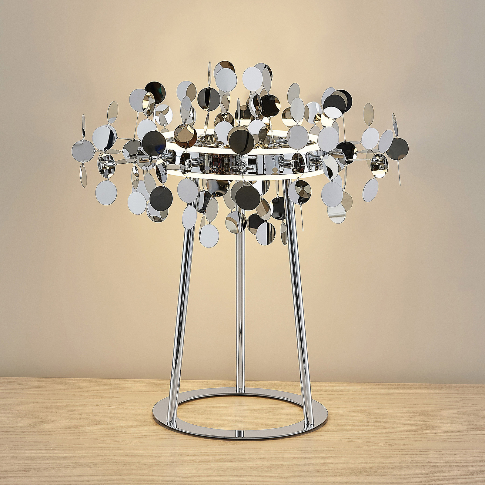 Lucande Glimmo -LED-pöytävalaisin, kromi
