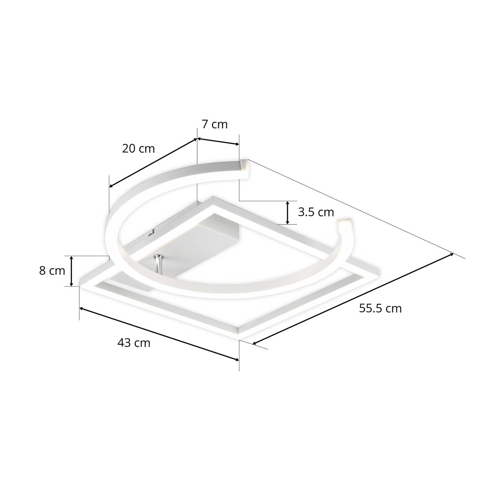 Lindby Coljana LED-Deckenlampe Quadrat/Kreis weiß günstig online kaufen