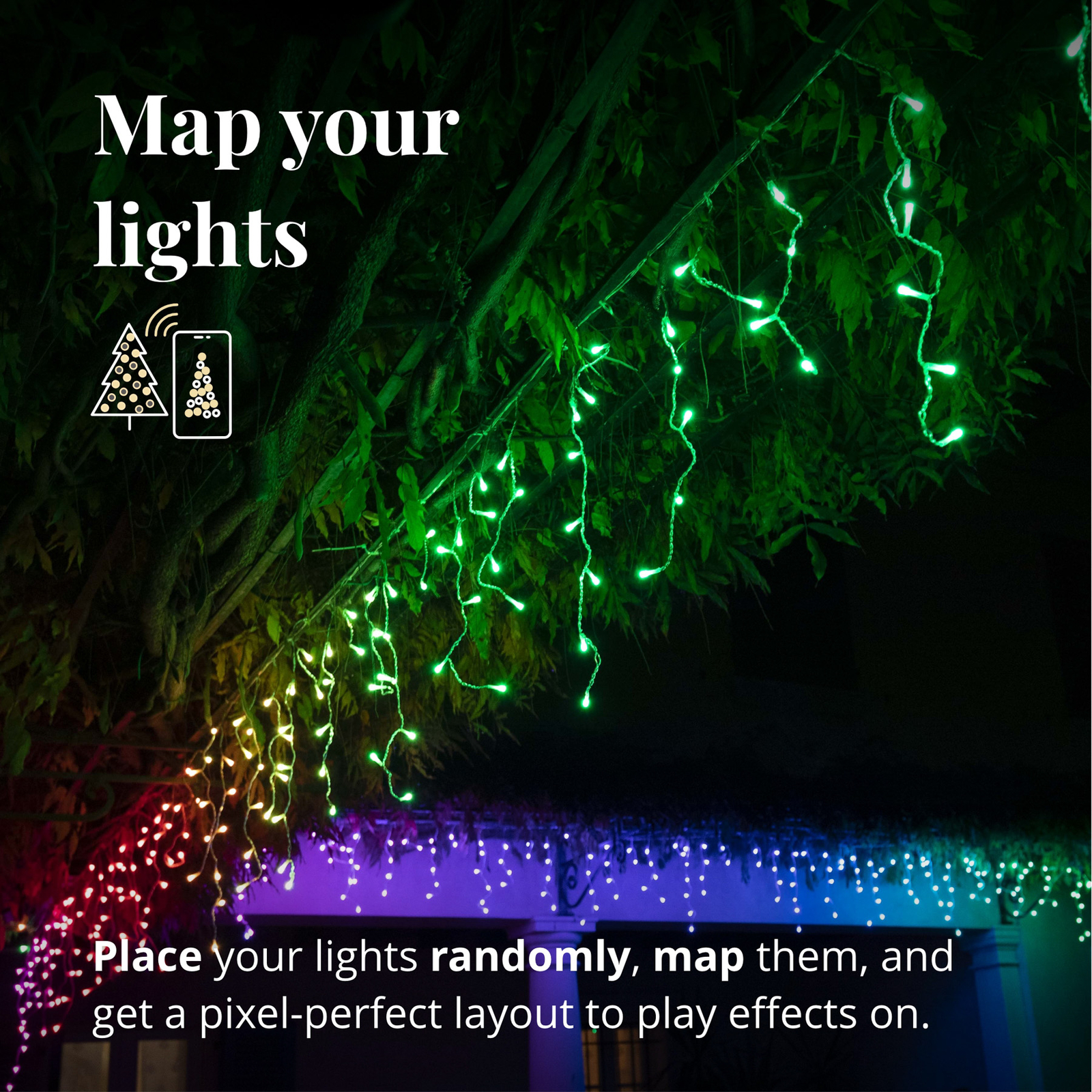 Smarter LED-Lichtervorhang Twinkly für App, RGB