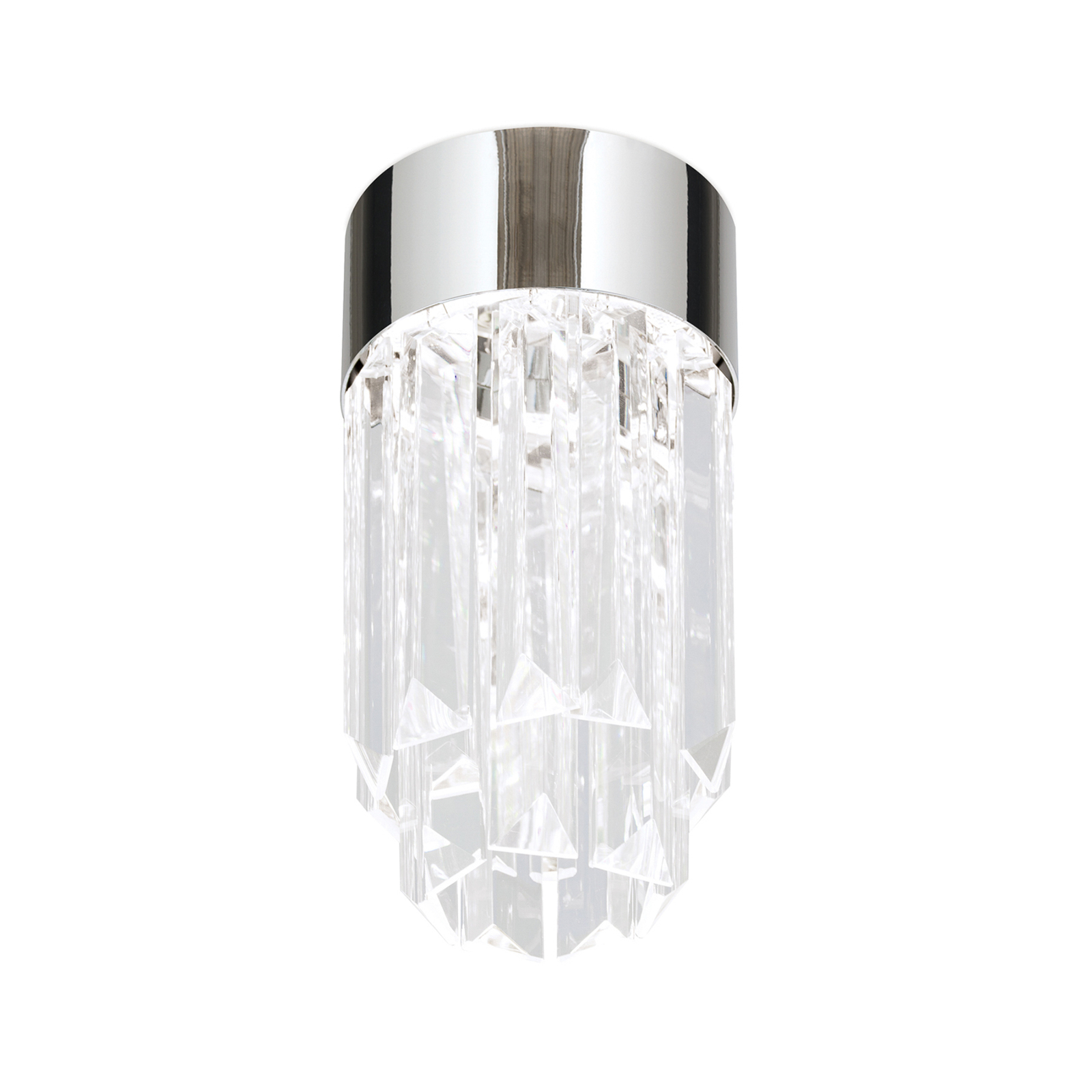 Prism LED-taklampe, krystallglass, Ø10cm krom
