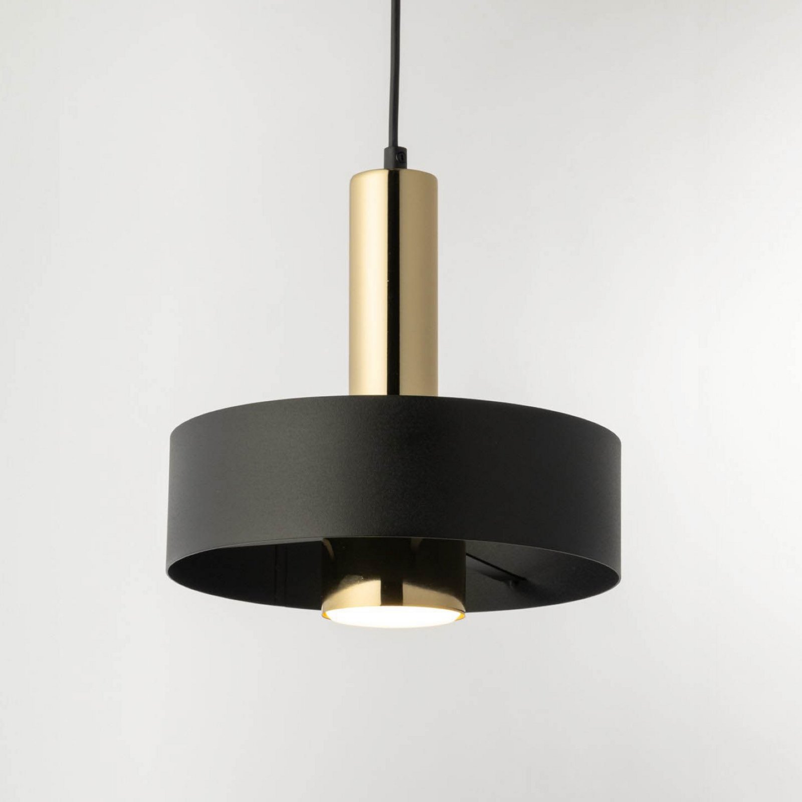 Suspension Rif Lux, noir/doré, Ø 25 cm, acier