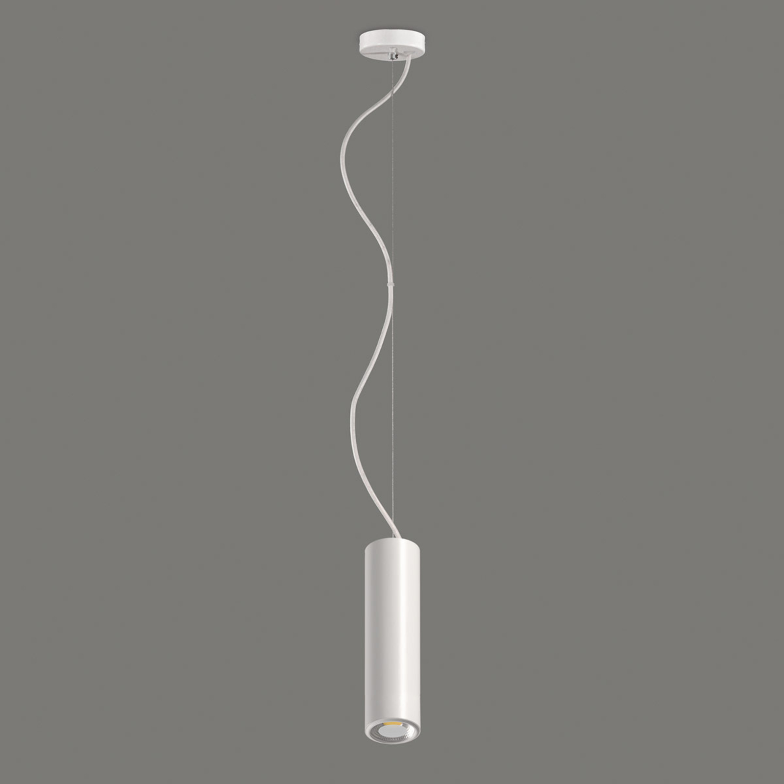 Studio - biała lampa wisząca LED w kształcie walca