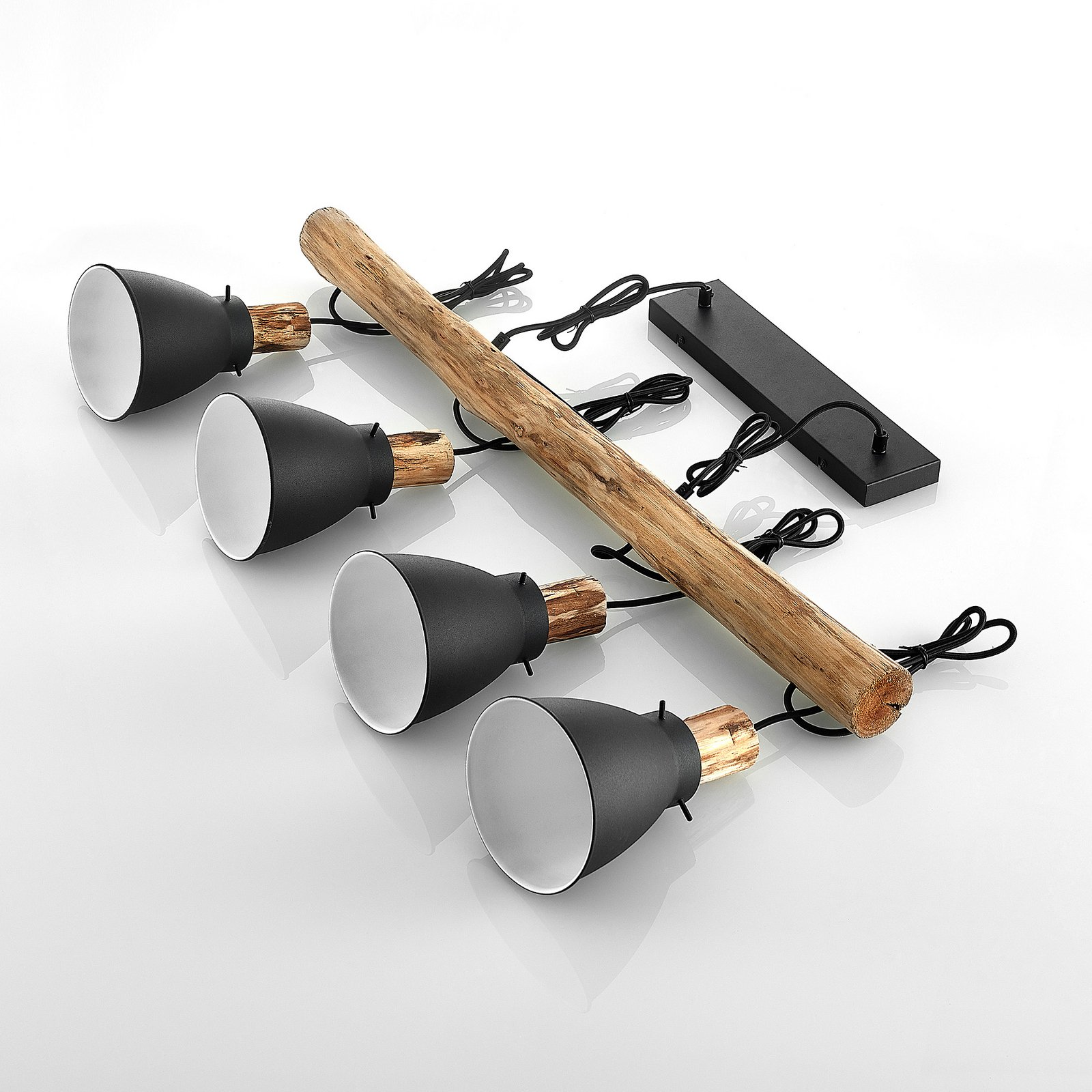Trebale 4 Pendelleuchte Black-Wood - Lindby