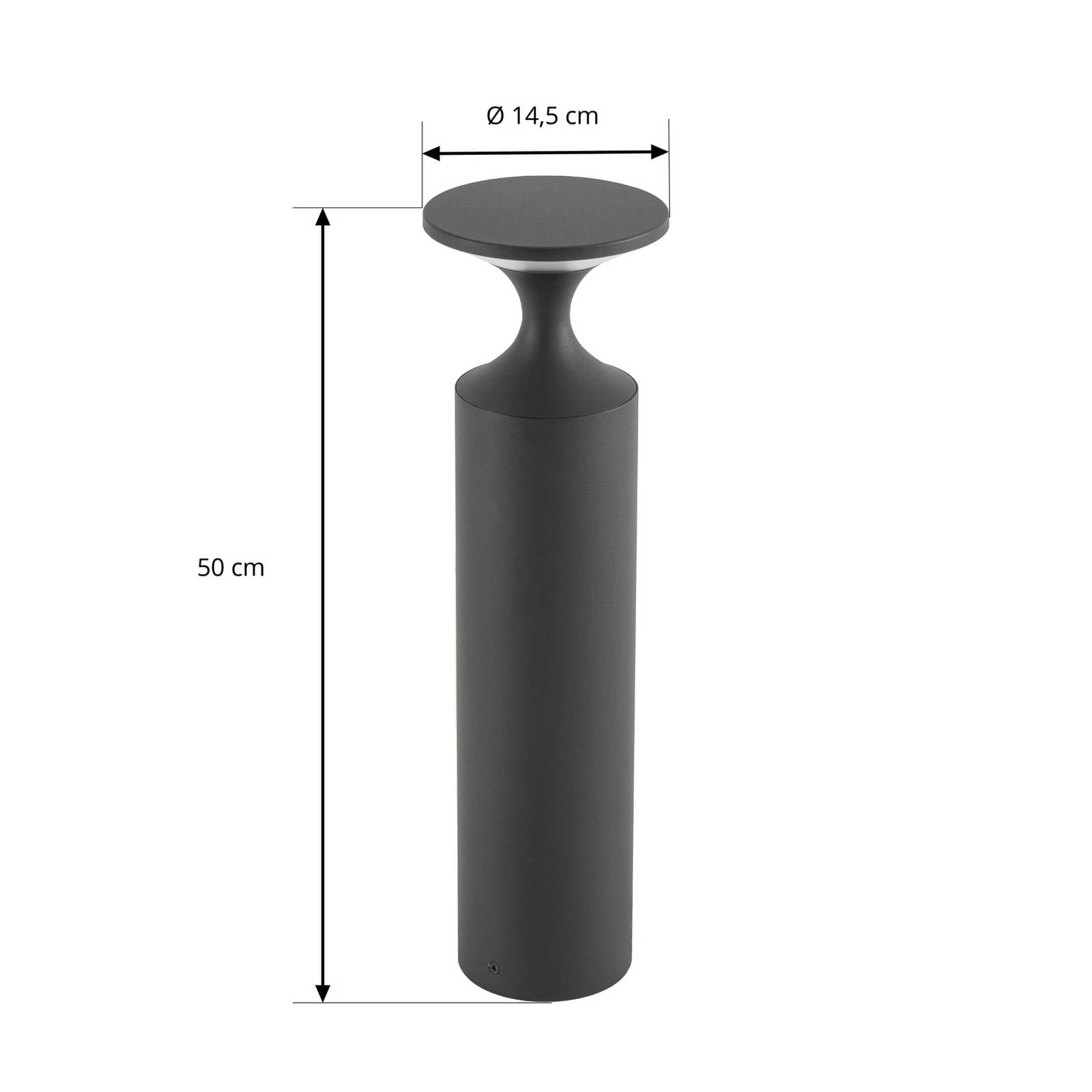 Słupek oświetleniowy LED Lucande Navor, wysokość 50 cm, czarna, IP65