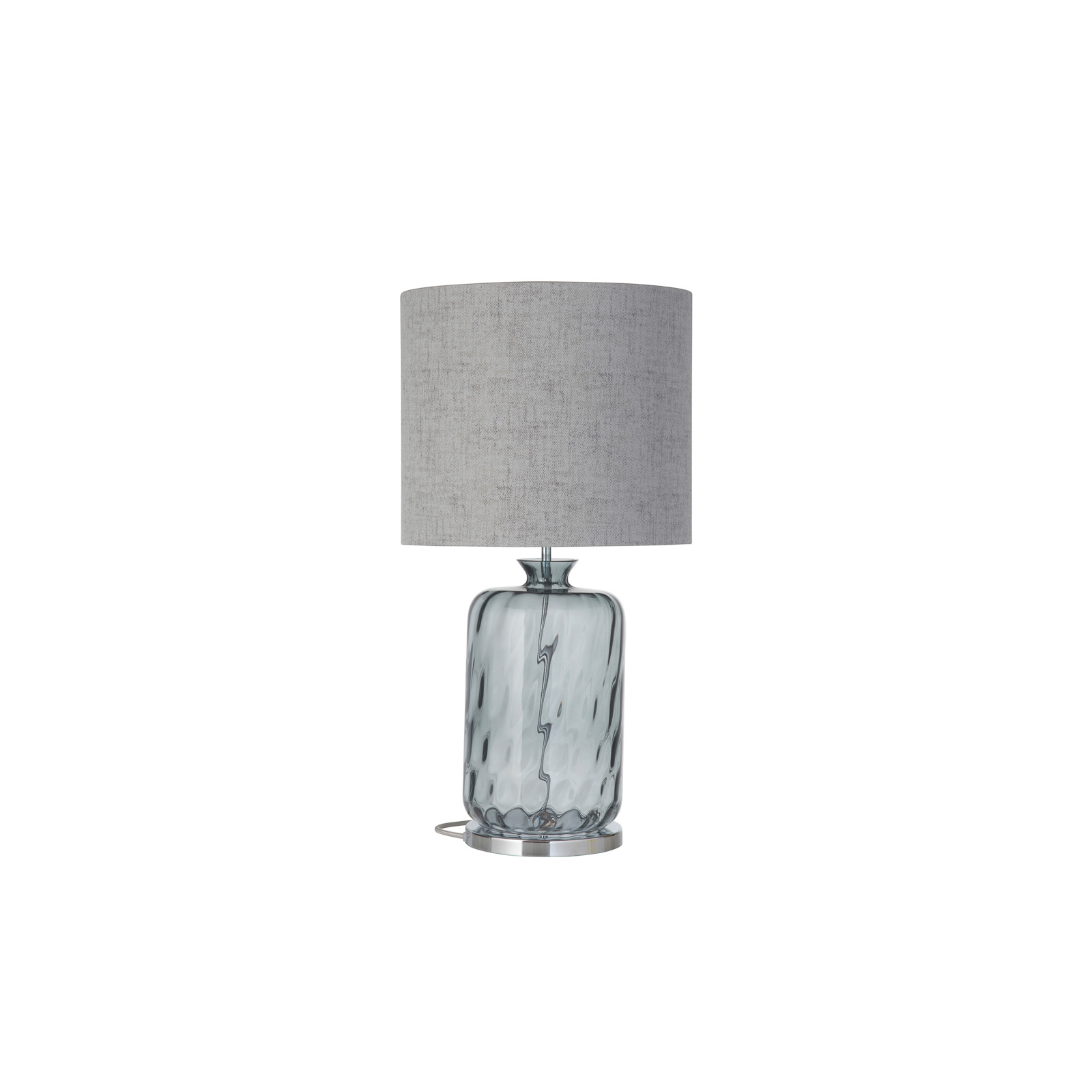 EBB & FLOW Pillar table lamp, Marl grey/smoky grey, for Living / Dining Room, glass, metal, polyester, cotton, E27, 25 W, energy efficiency: A++, H: 64 cm