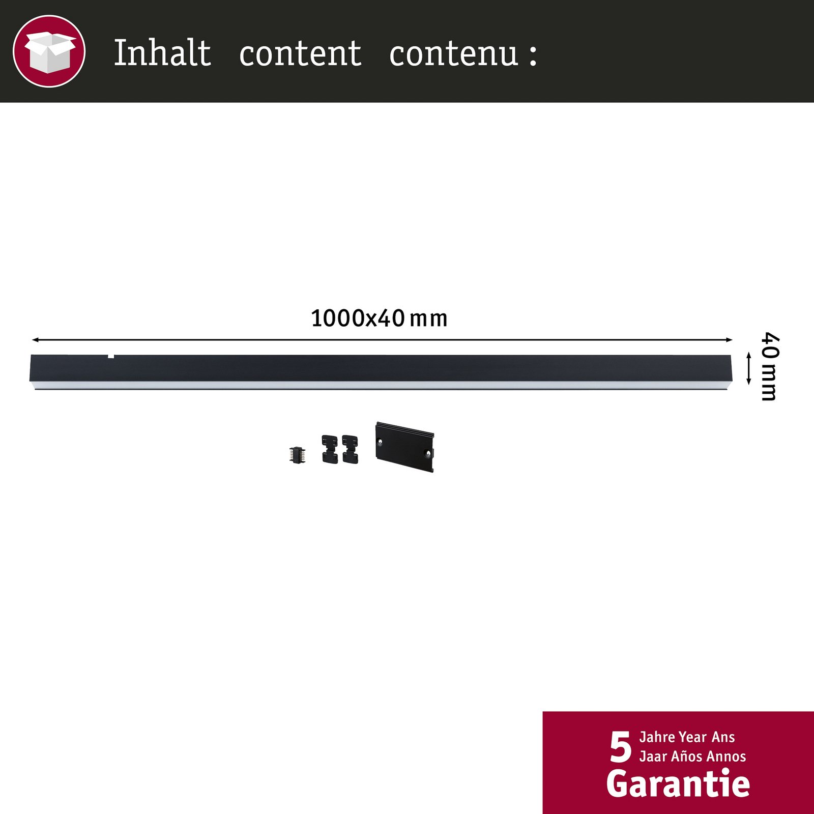 Paulmann gaismas sloksne Linion, melna, 1 m Master ZigBee transformators