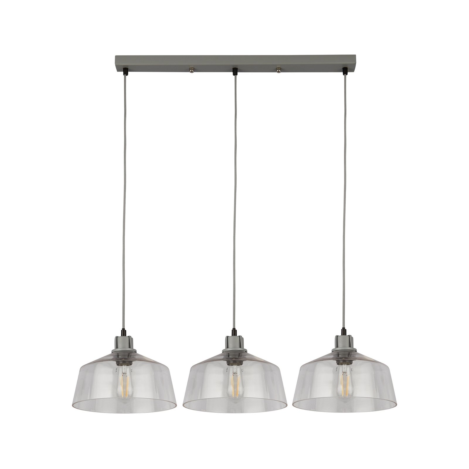 Lampada a sospensione Thaloria, trasparente, vetro, a 3 luci, 80 cm