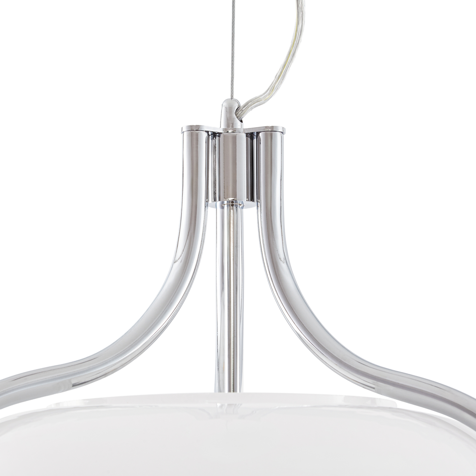 Christo-riippuvalaisin, halkaisija 42 cm, kromi/valkoinen, lasi – Lucande Christo-riippuvalaisin, halkaisija 42 cm, kromi/valkoinen, lasi – Lucande