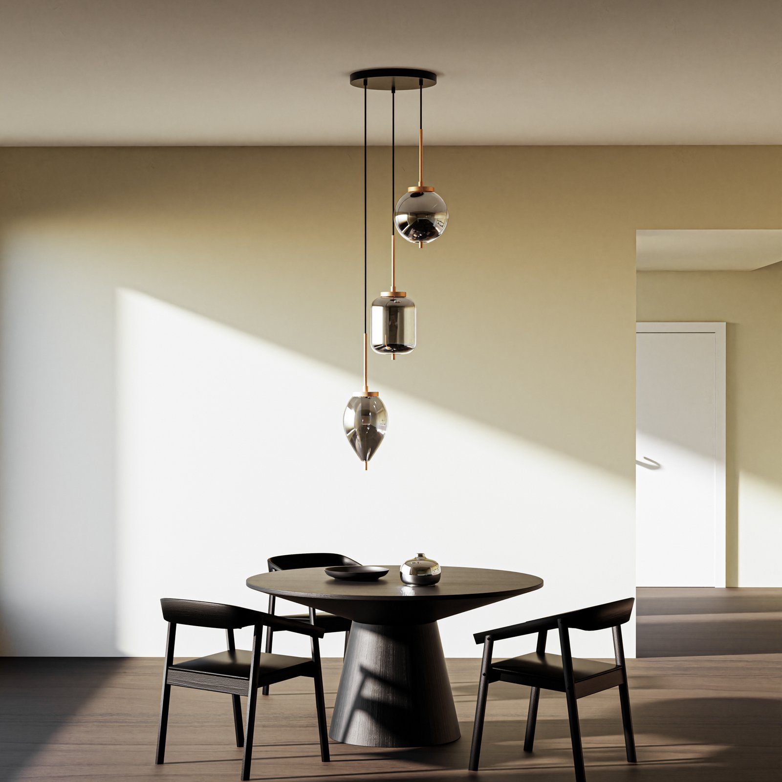 Elani riippuvalaisin, Ø 36 cm, lasi, 3-lamppuinen - Lucande Elani riippuvalaisin, Ø 36 cm, lasi, 3-lamppuinen - Lucande