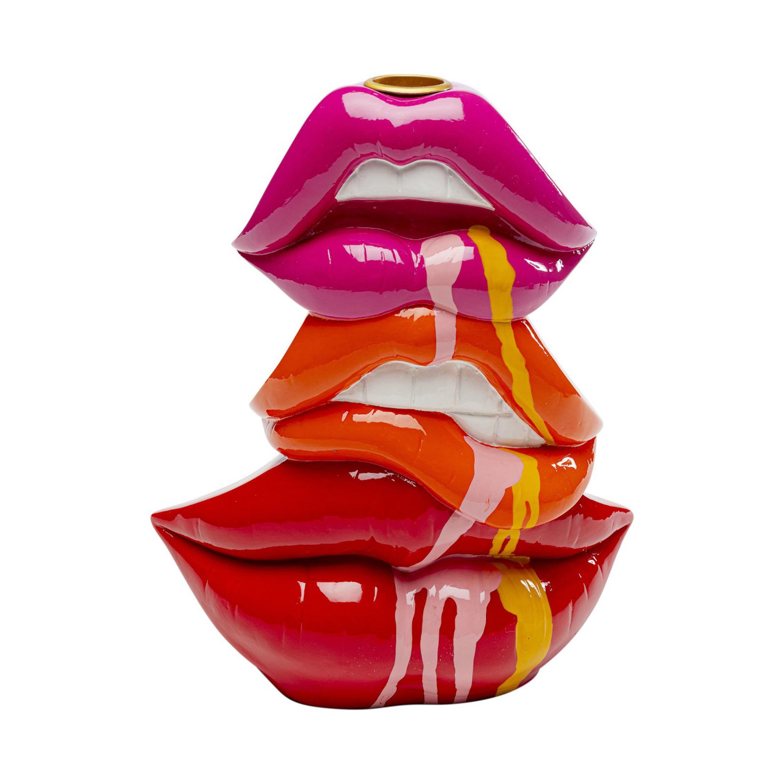 KARE Kandelaar Lips, hoogte 20 cm, polyresin, rood