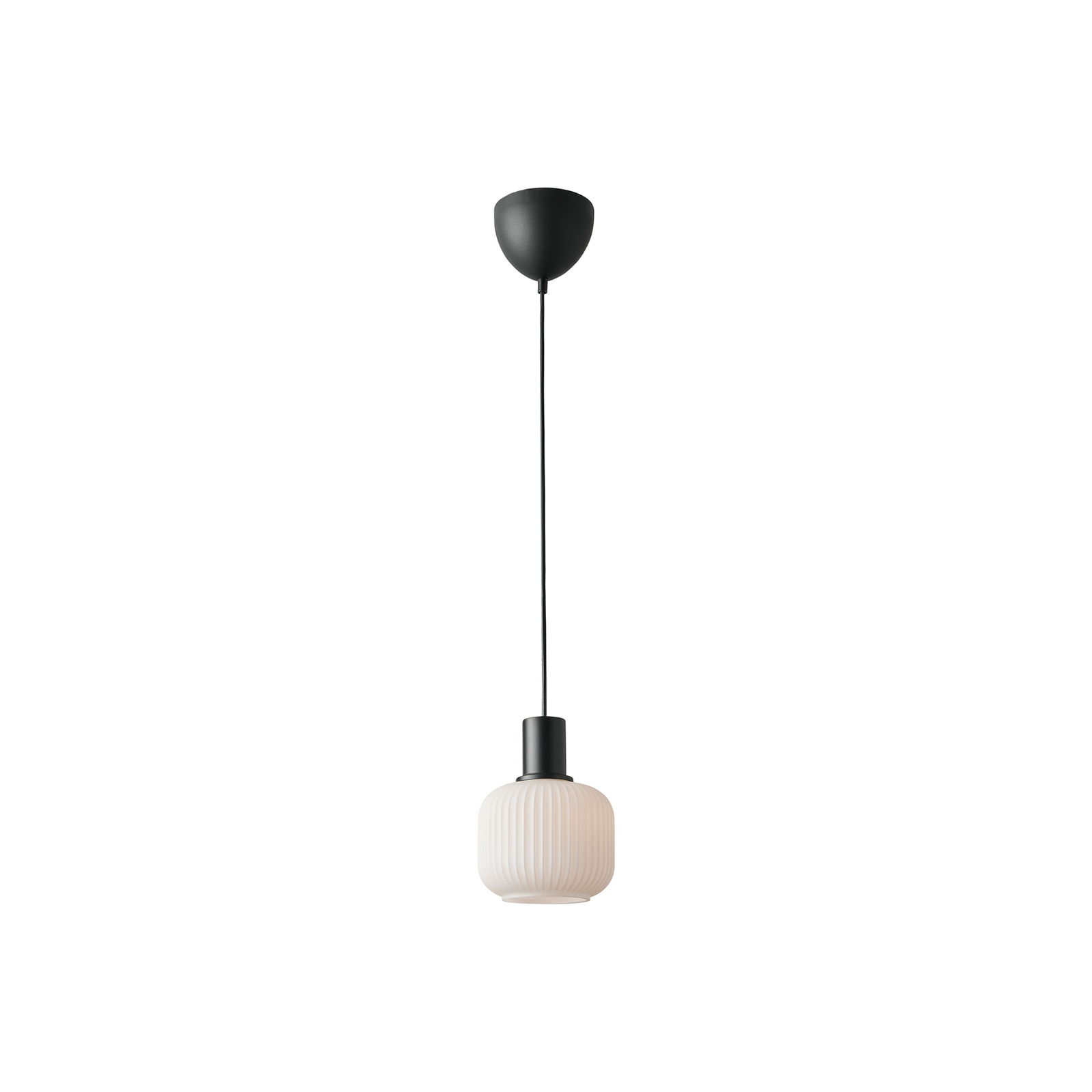 Milford Mini pendant light, black, ribbed glass
