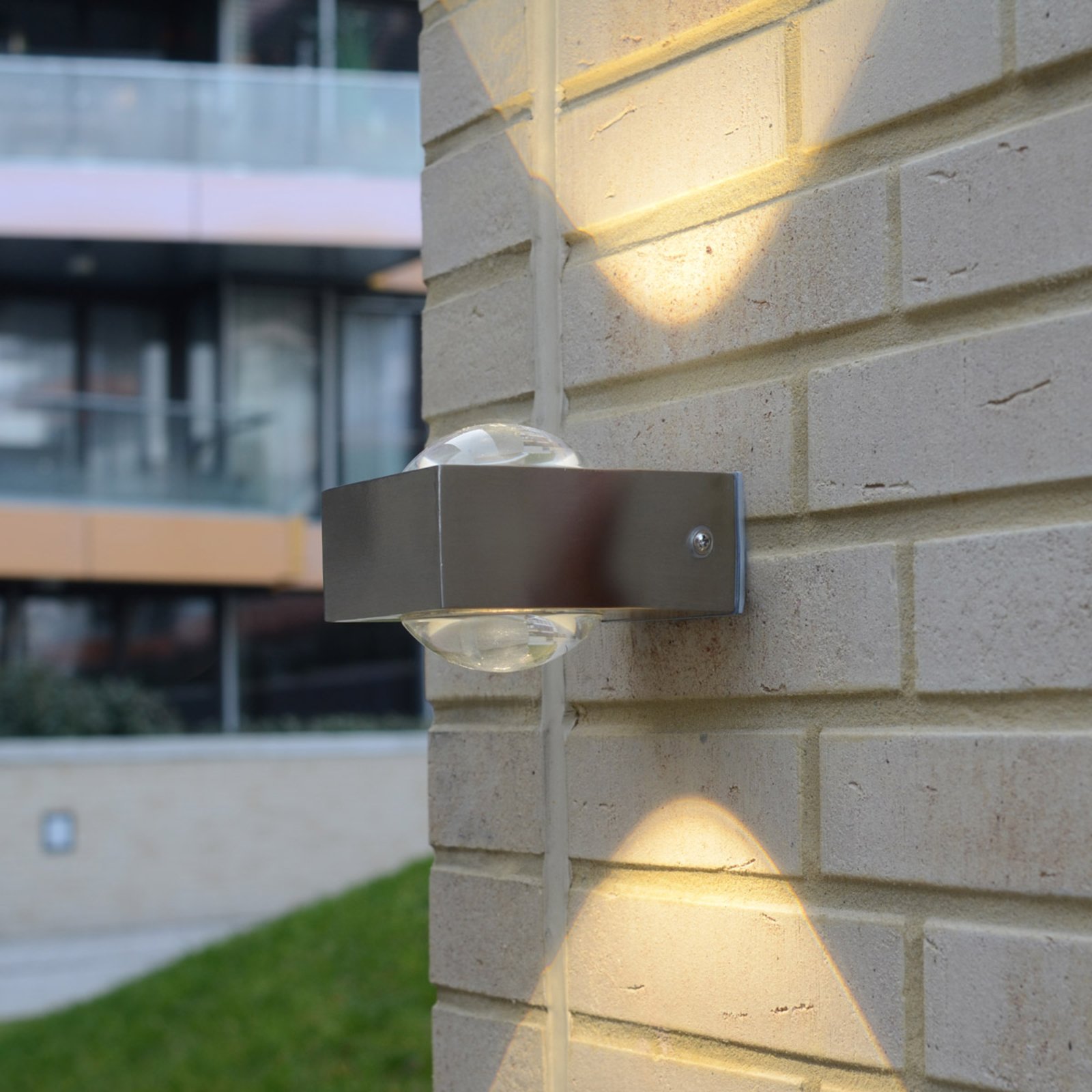 Eco-Light Stainless steel Crystal ext. wall light with LED, Stainless steel, glass, 3 W, energy efficiency: A+, W: 10.1 cm, H: 9 cm