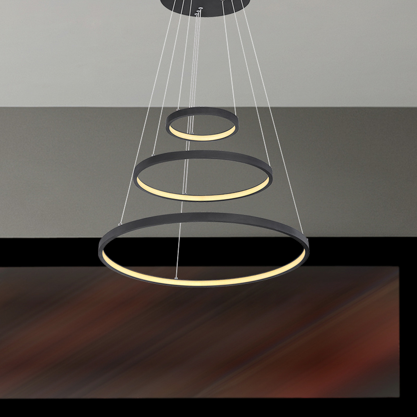 Globo Lampă suspendată LED Ralph 3 becuri negru - Camera de zi / sufragerie - negru opal - Metal