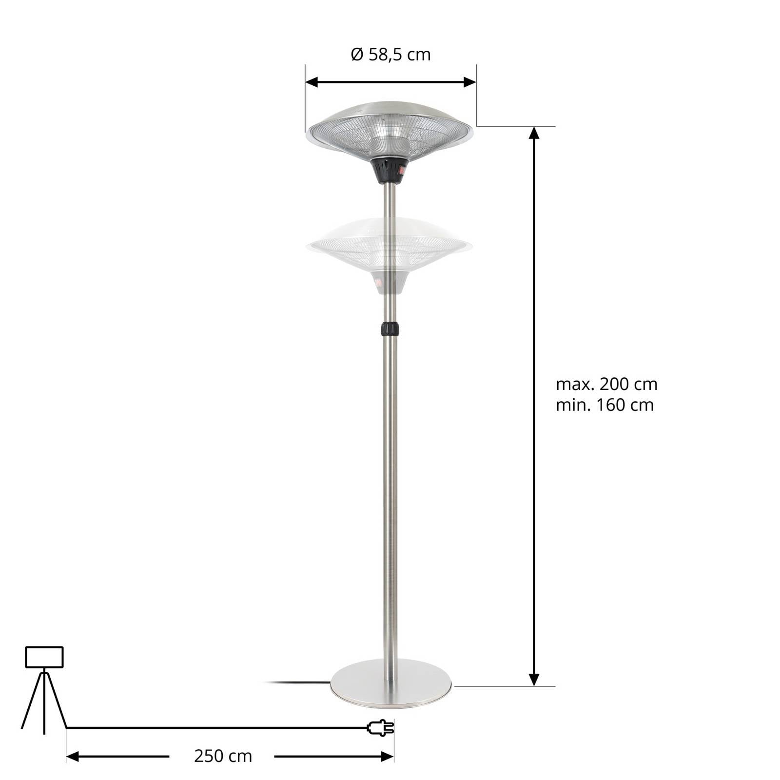 Promiennik grzewczy Lucande Solfire, srebrny, 200 cm, IP44