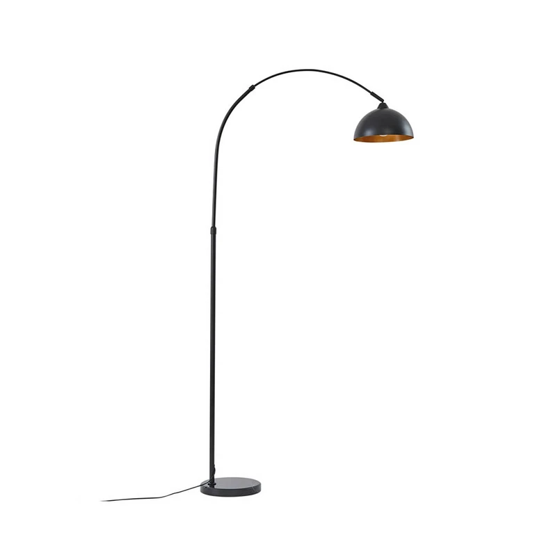 Lindby gulvlampe Tonka, sort/guld, metal, Ø 25 cm