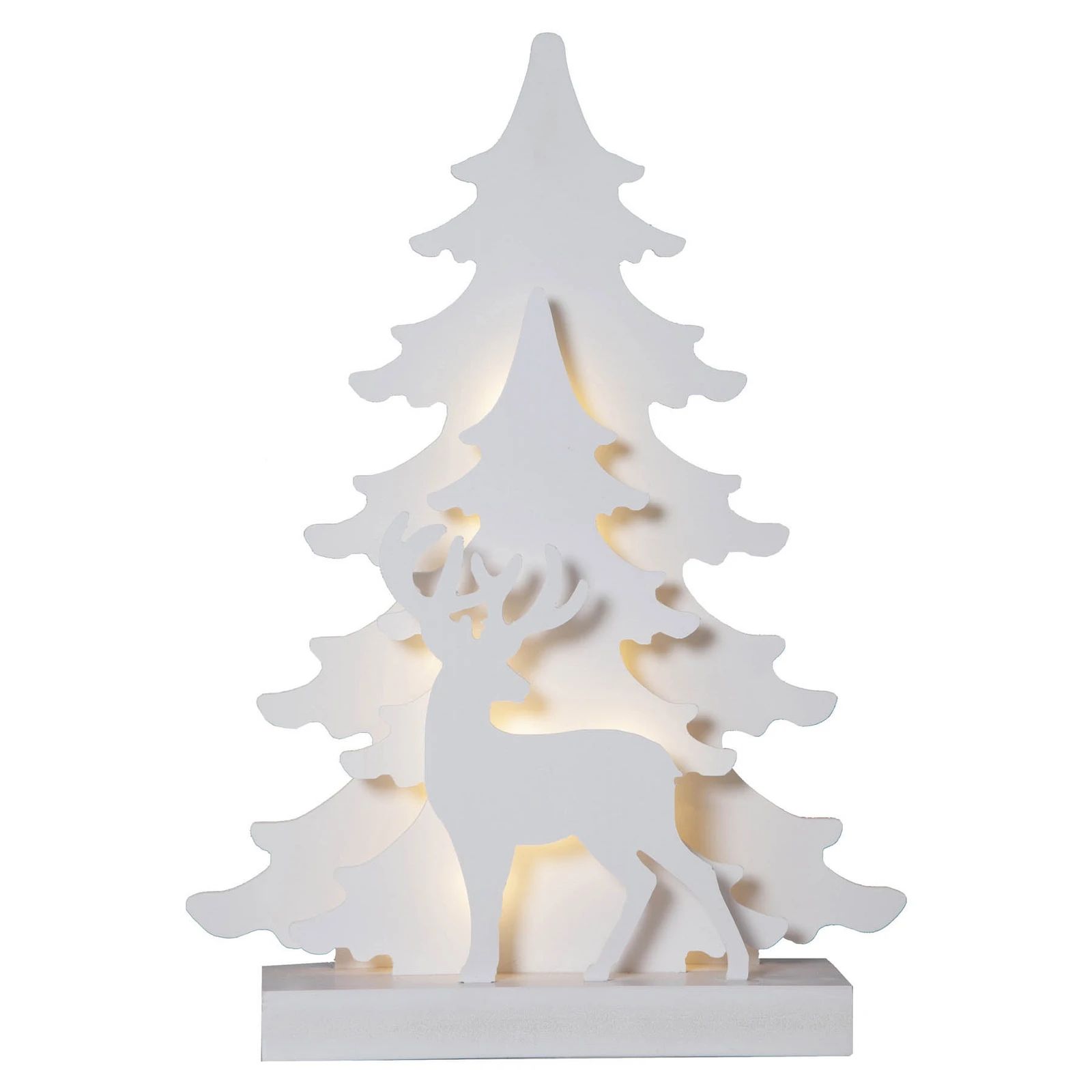 Lampe décorative LED Grandy renne et sapin, 41 cm