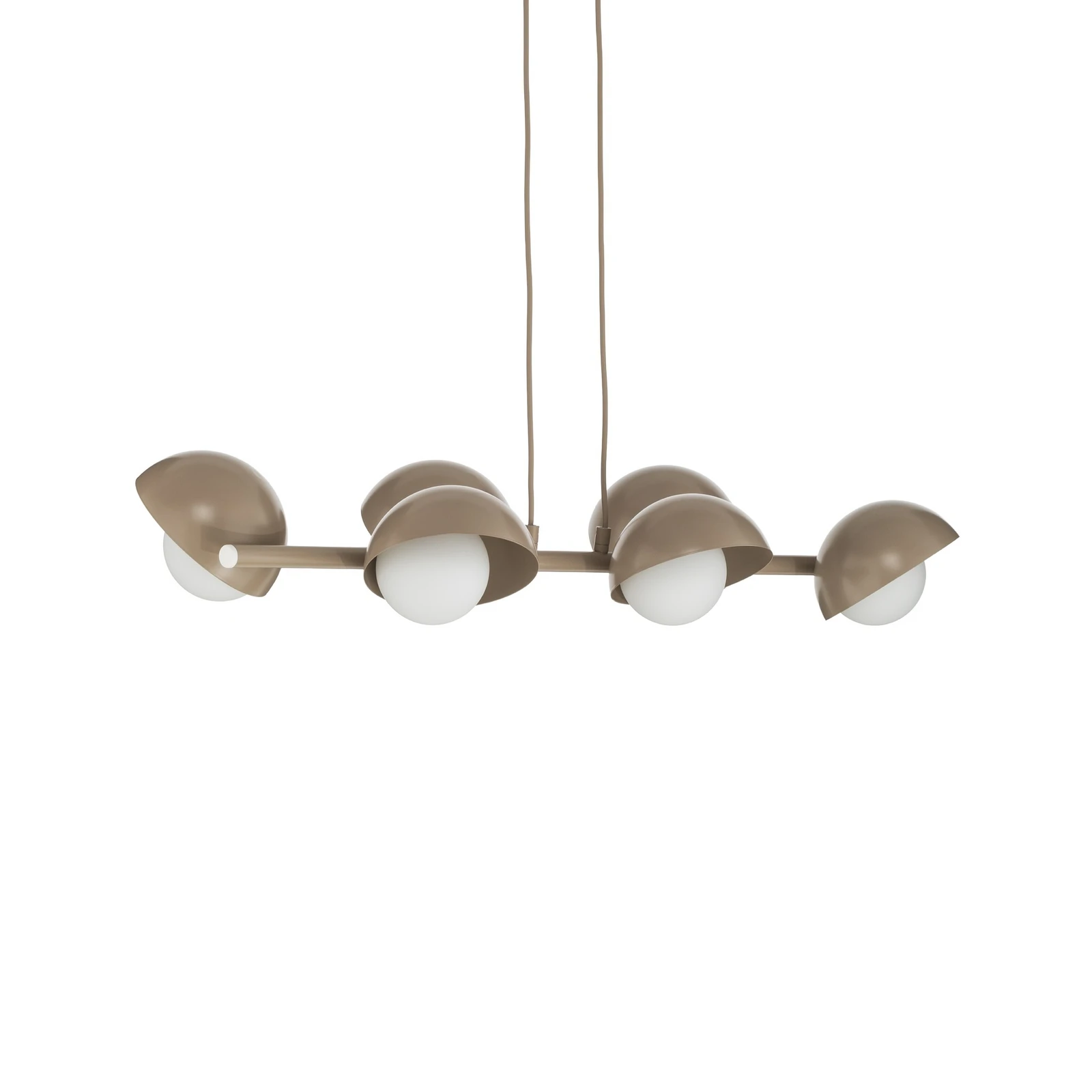 Lampada a sospensione BOOM, beige, lunghezza 88 cm, a 6 luci, metallo/vetro
