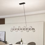 Lampă suspendată Lucande Naelen, negru/gri, 125 cm, sticlă, G9