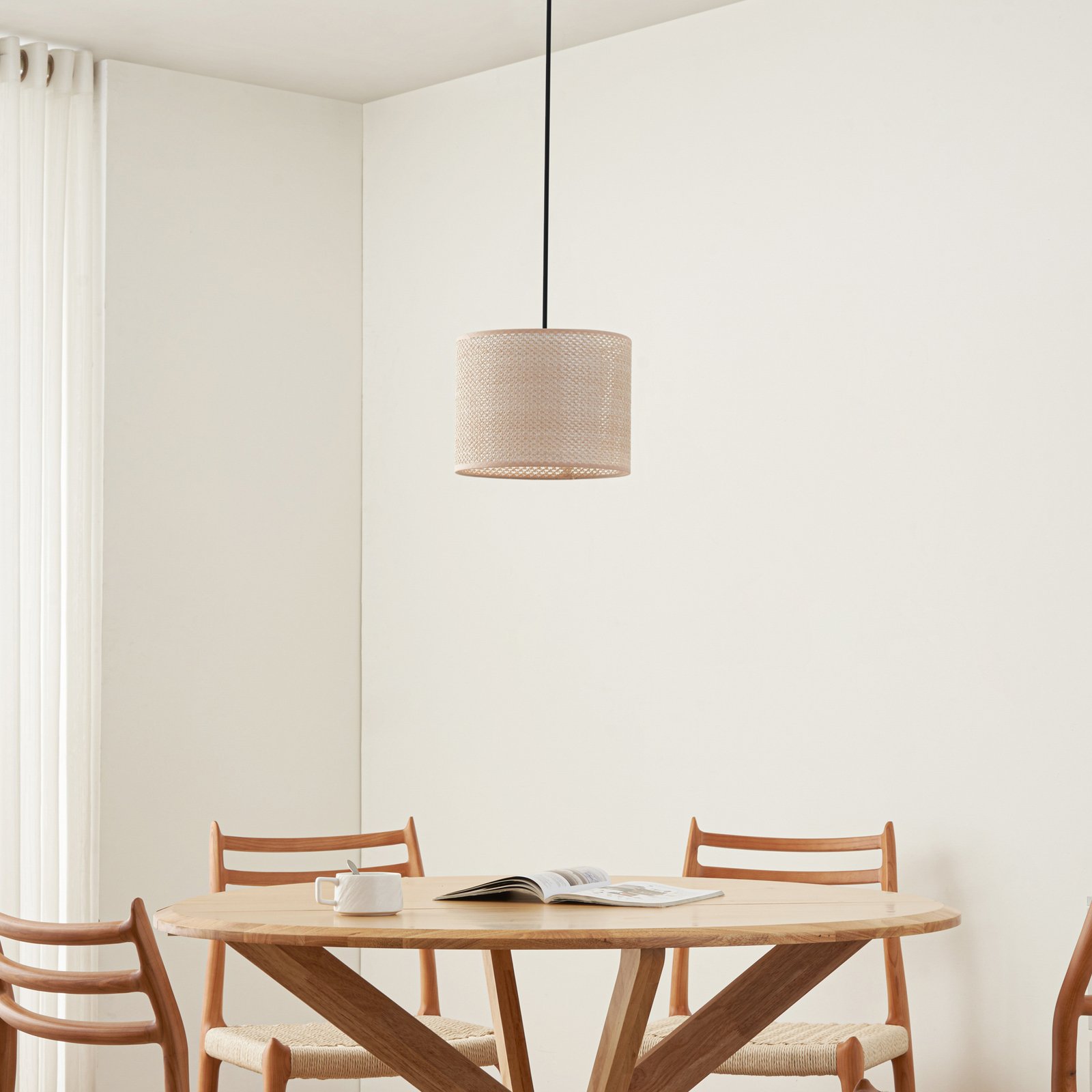 Lindby suspension Soula, Ø 26 cm, beige, plastique, E27