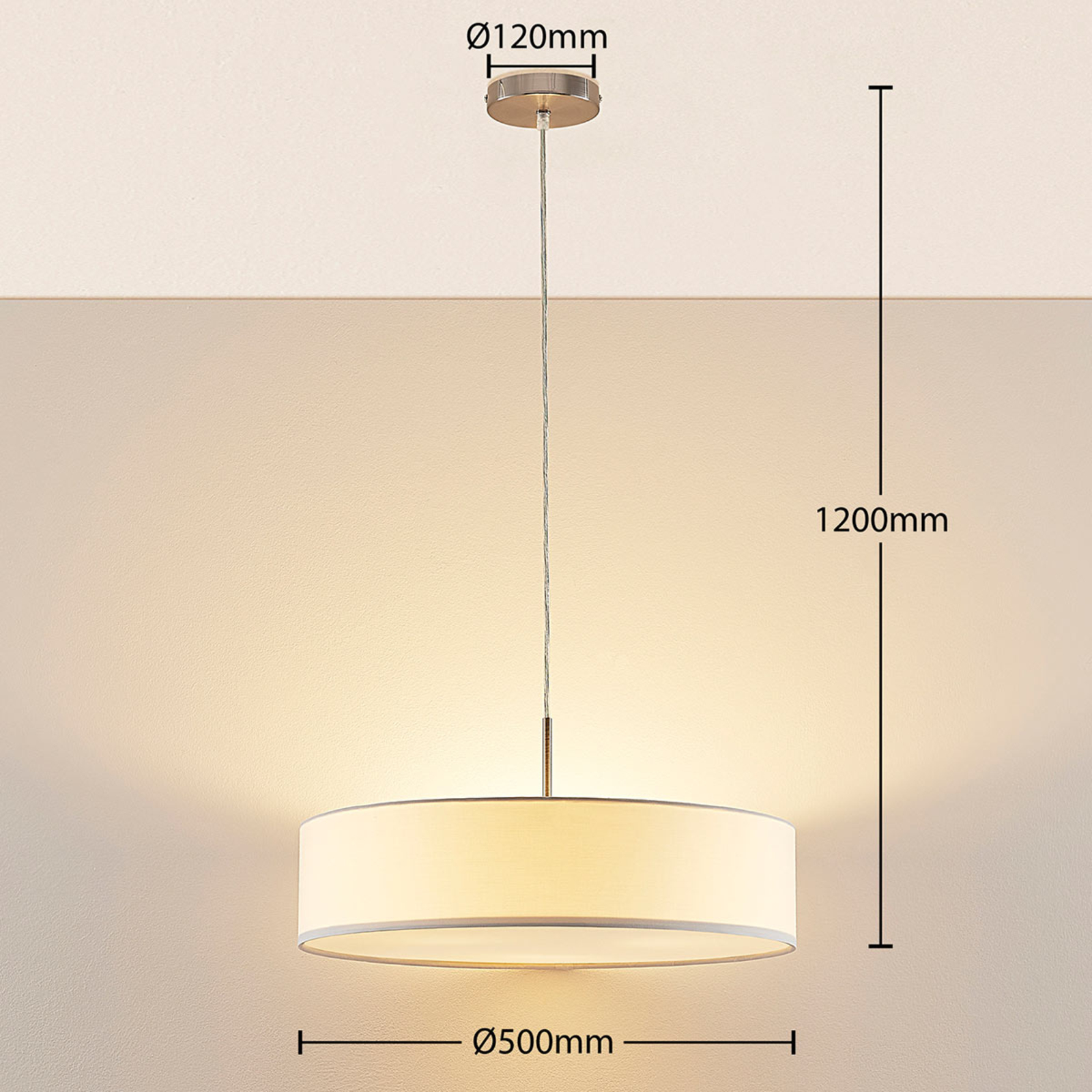 Sebatin hængelampe, E27, 50 cm, hvid