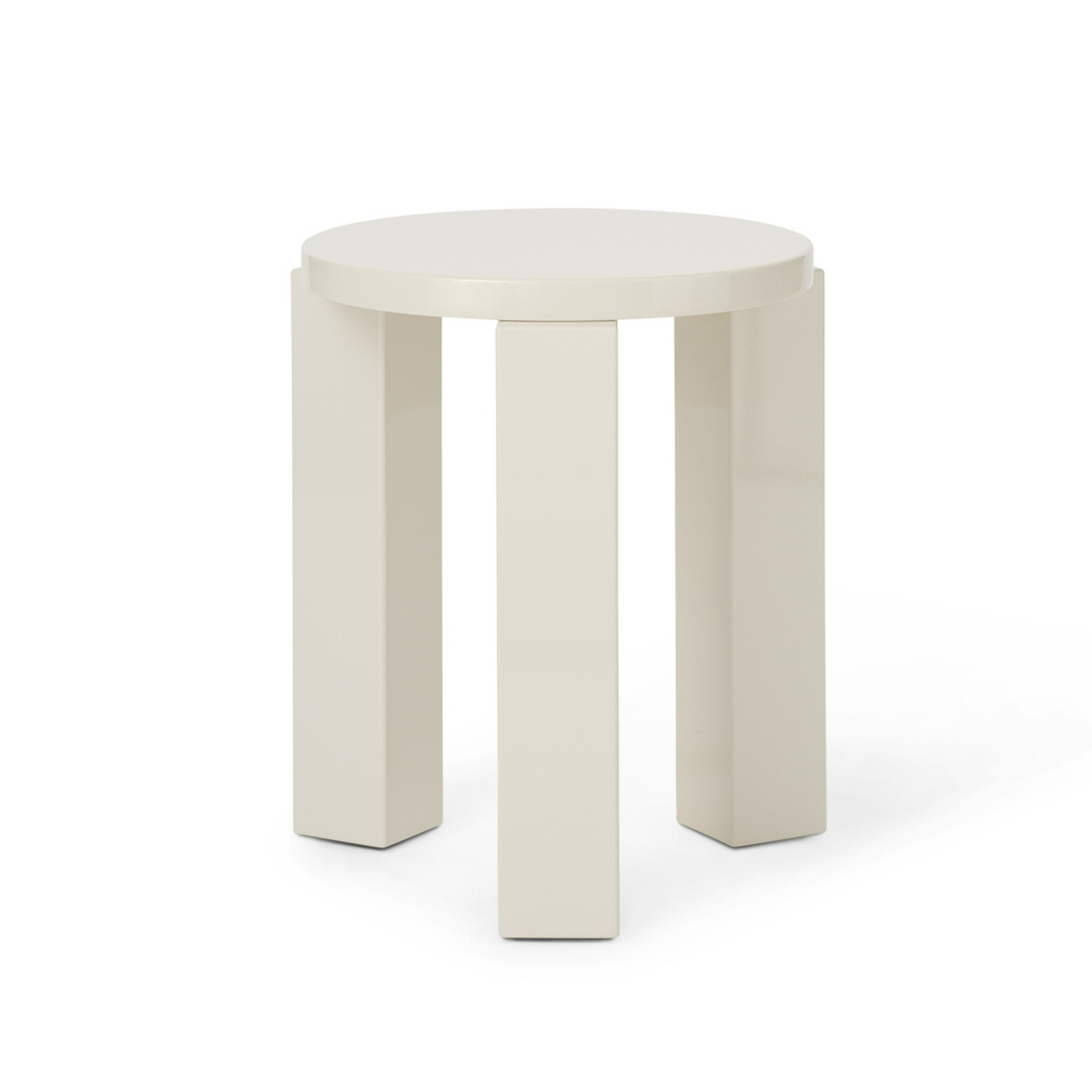 Atlas Hocker, creme, Ø 36 cm, Holz - New Works