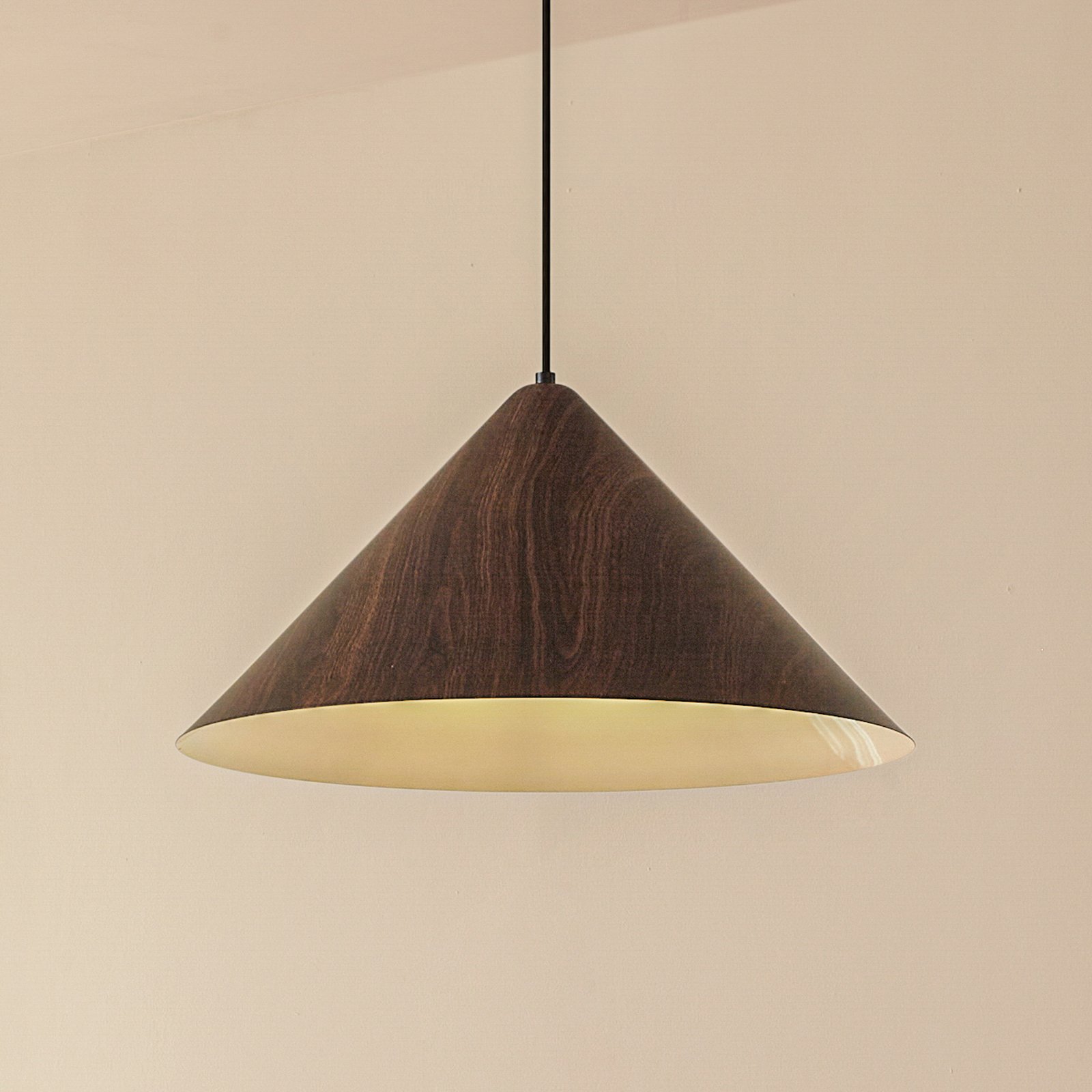 Lindby suspension Clarine, noyer, Ø 50 cm, métal