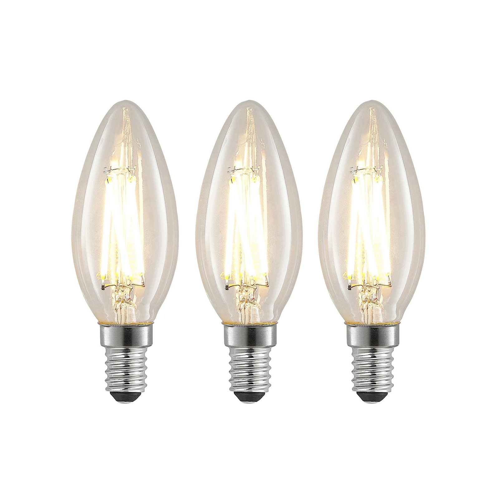 Bombilla LED filamento E14 4W 827 vela dim 3 ud