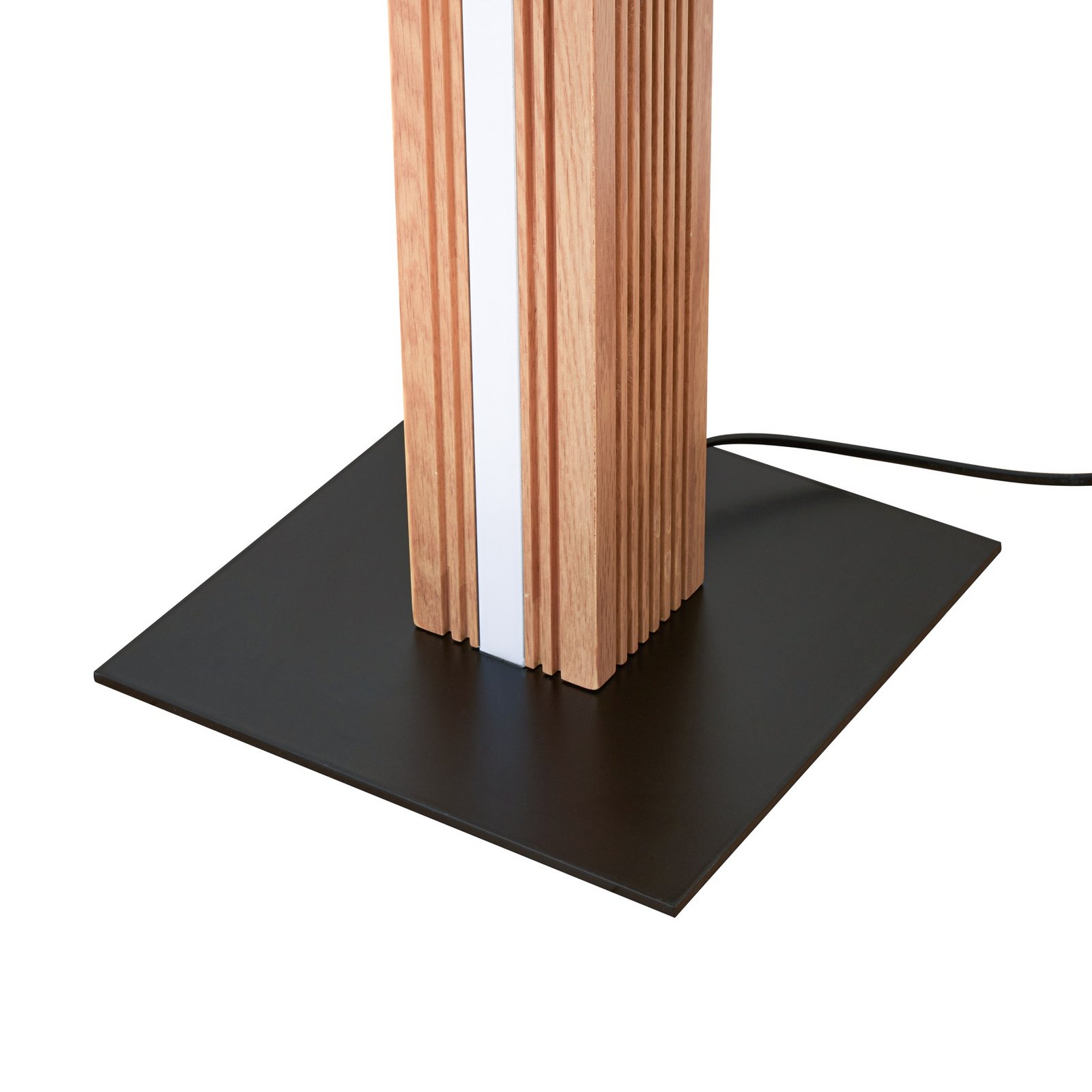 Lieske LED vloerlamp, eikenhout, dimbaar, zwart - Lucande Lieske LED vloerlamp, eikenhout, dimbaar, zwart - Lucande