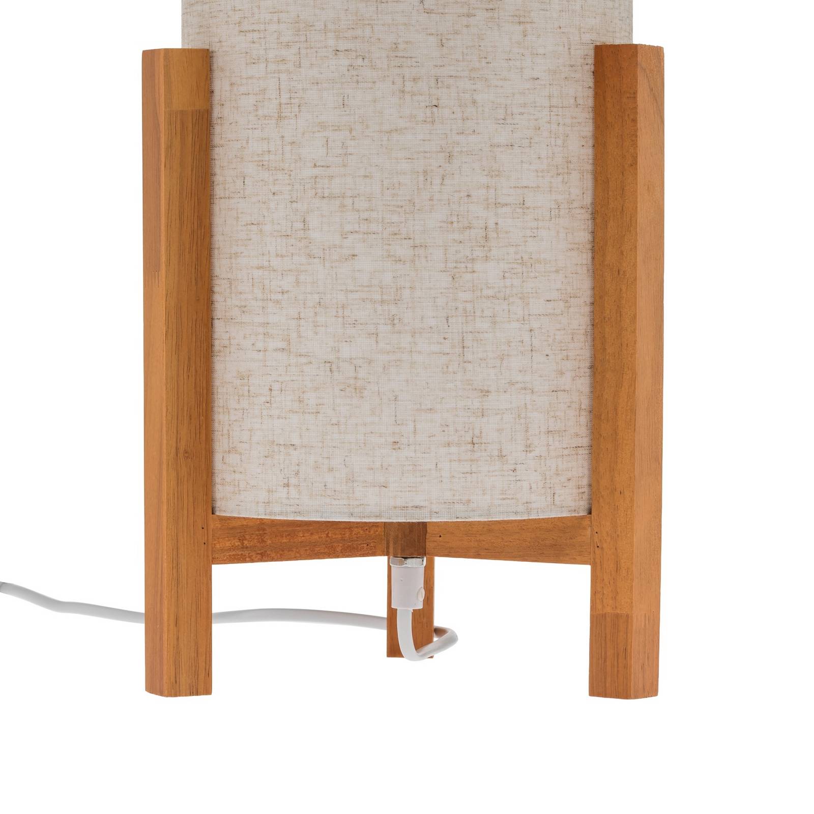Lampa stołowa 3193, drewno, tkanina lniana, wysokość 52cm