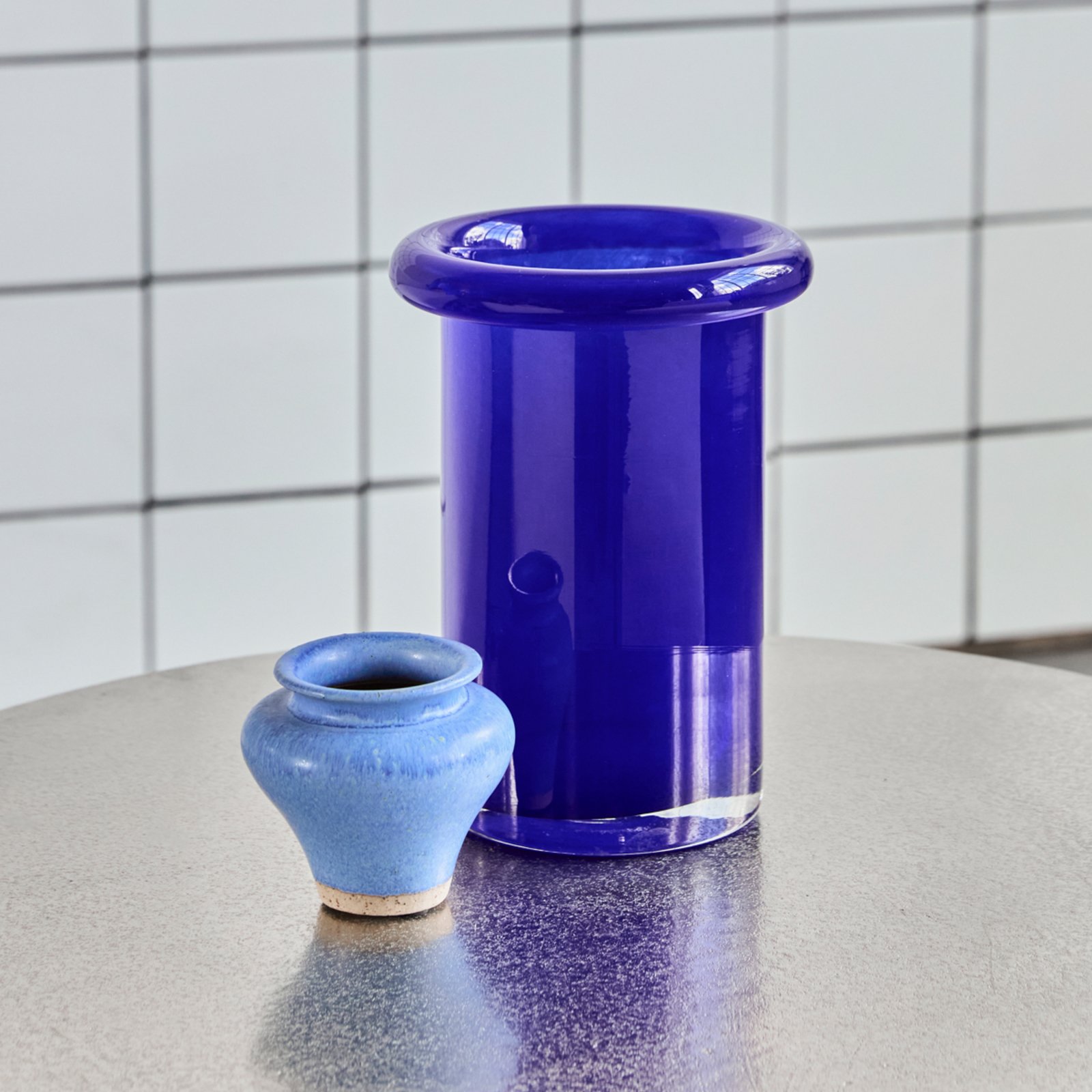 HDBuck Vase, blue, height 23 cm, glass - House Doctor