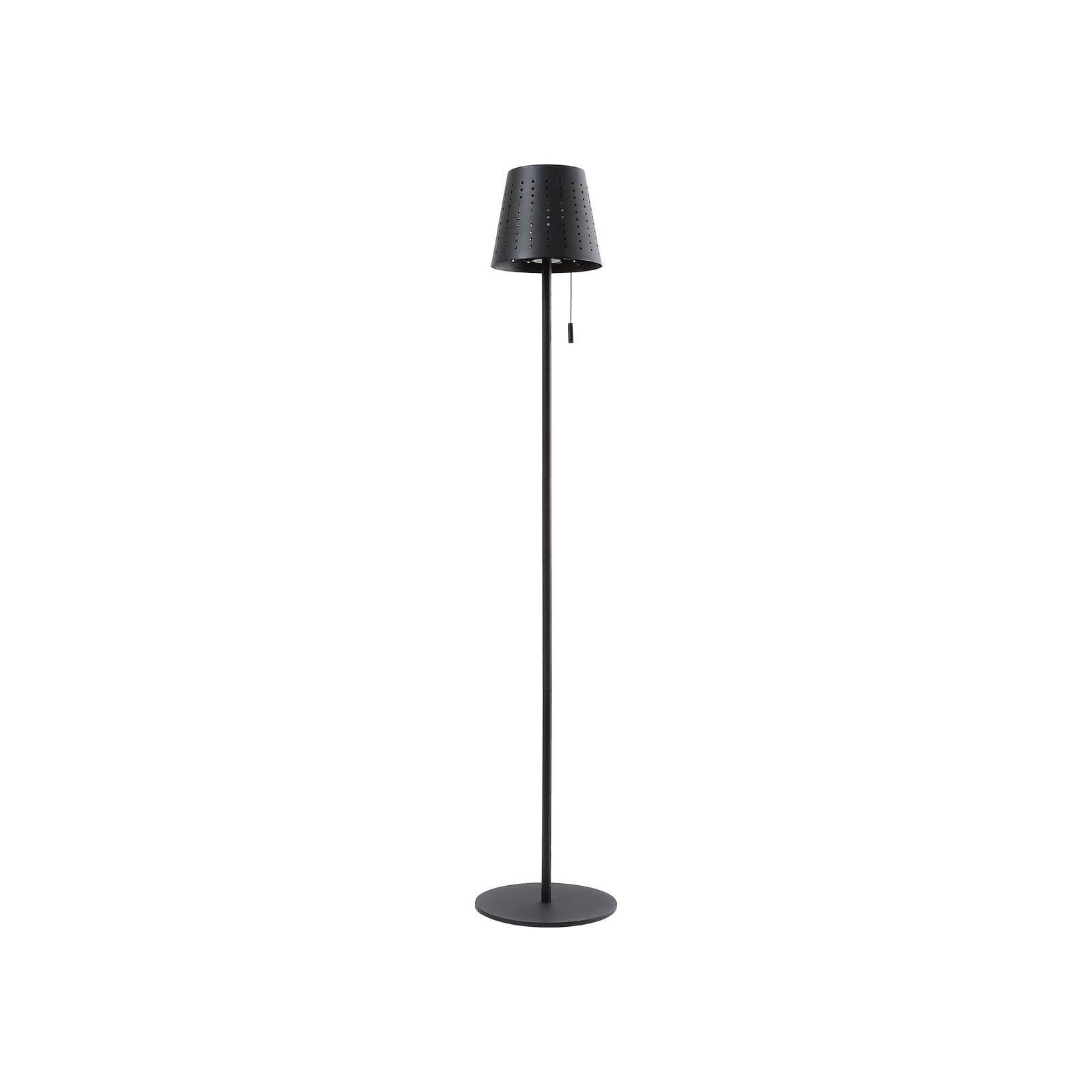 Lindby lampe sur pied LED solaire Hilario, noir, fer, batterie rechargeable