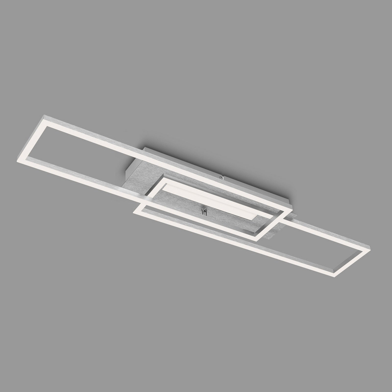 Briloner Frame Mid plafonieră LED 3.000 K aluminiu - Camera de zi / sufragerie - modern - aluminiu mătuit - Metal
