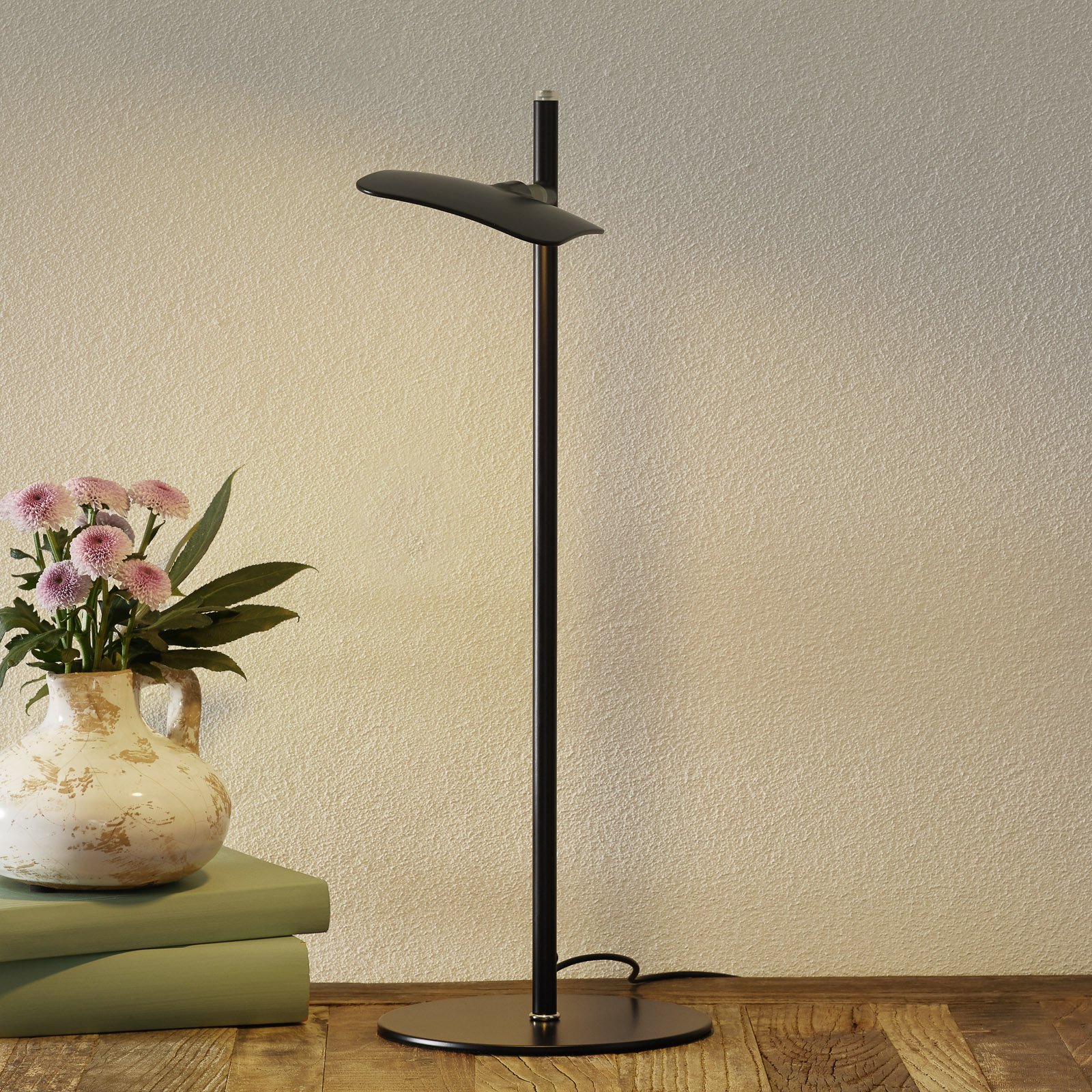 Freelight Raggio LED table lamp, dimmable, black, for Living / Dining Room, metal, 6.5 W, energy efficiency: A+, H: 46 cm