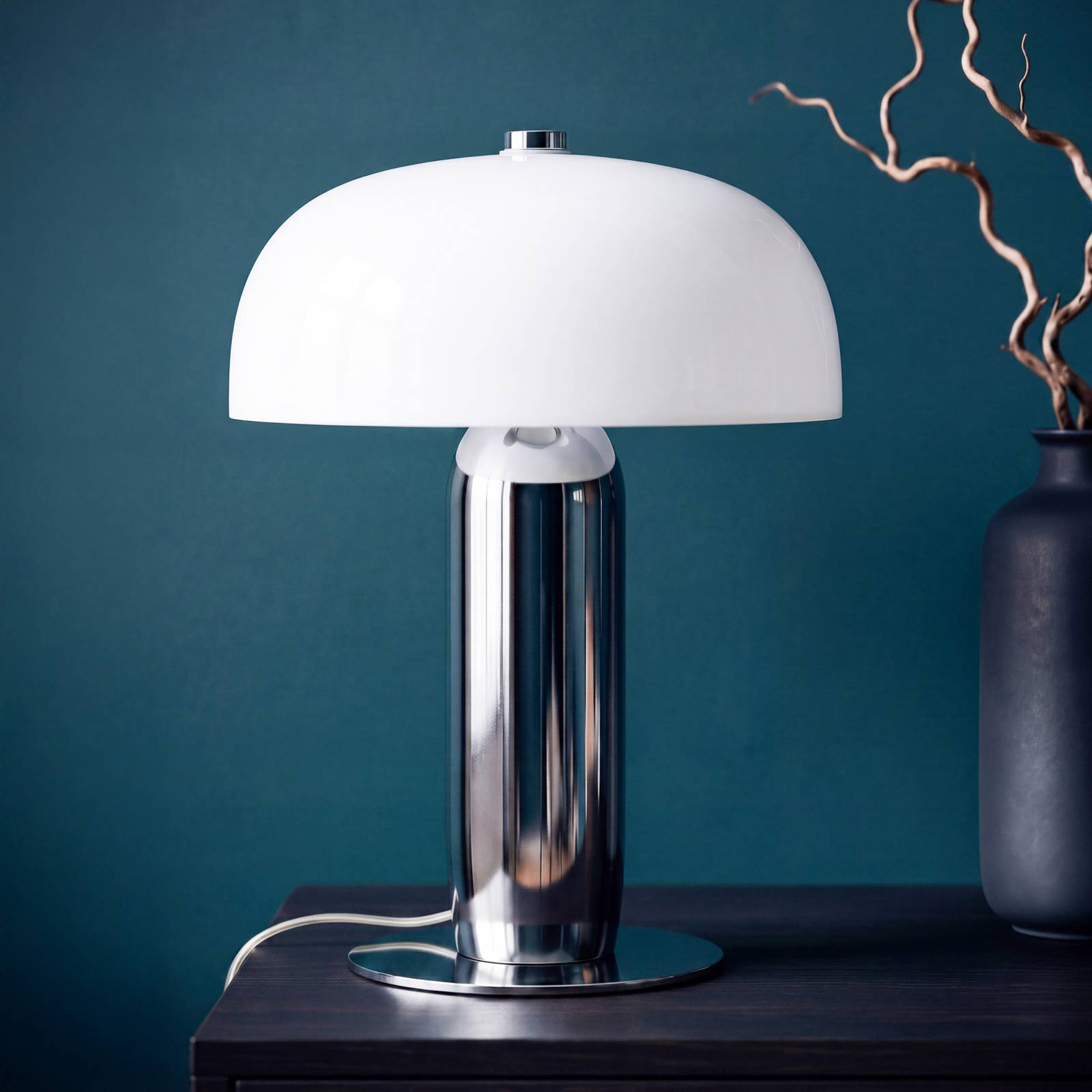 Lampa stołowa OSRAM Decor Arc, chrom/biała, wysokość 45 cm, E14