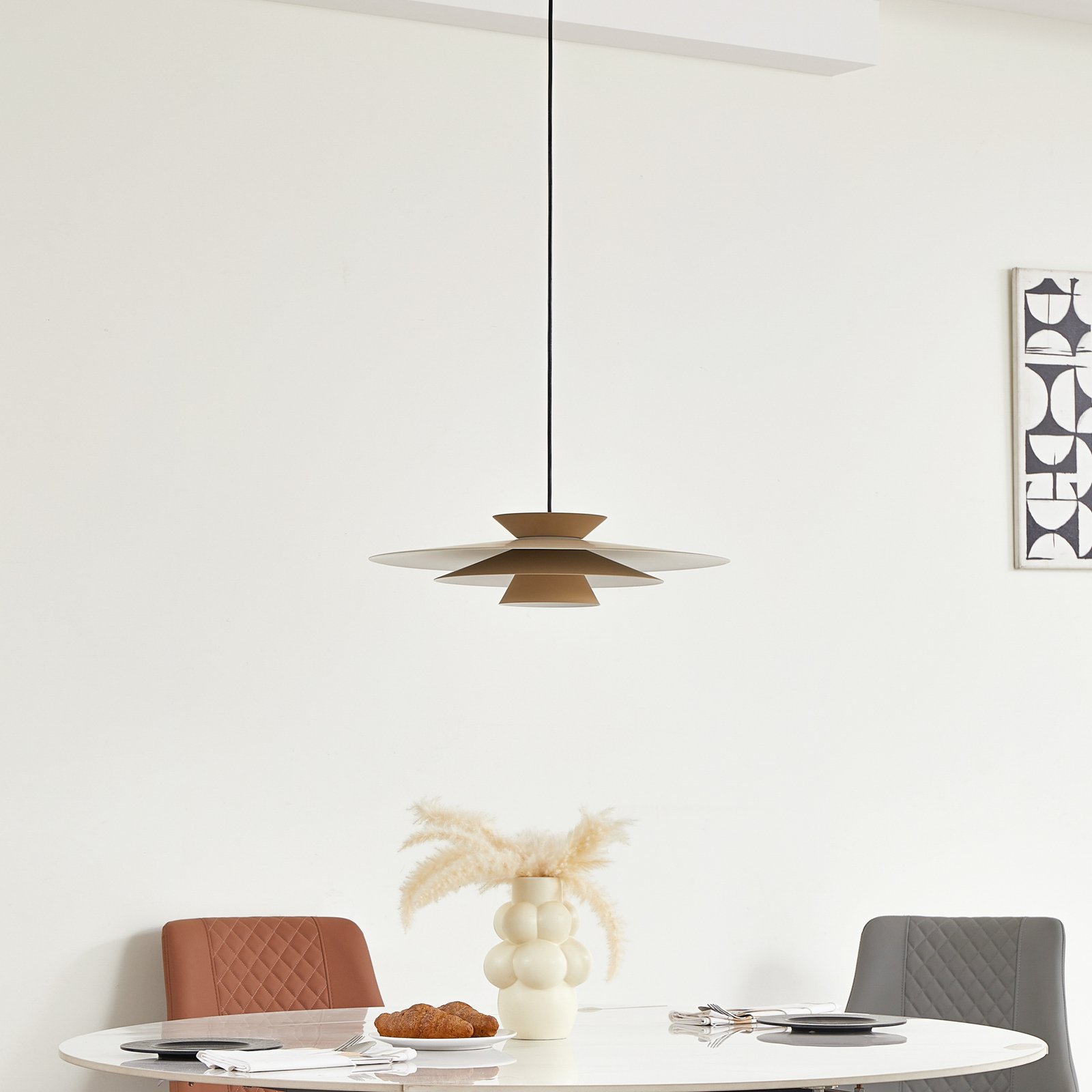 LED hanglamp Livie, beige, aluminium, Ø 50 cm